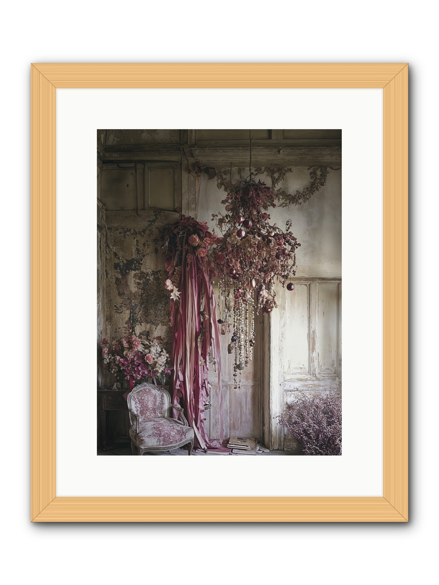 The Garden Slept -- Framed Print - Natural 12x16