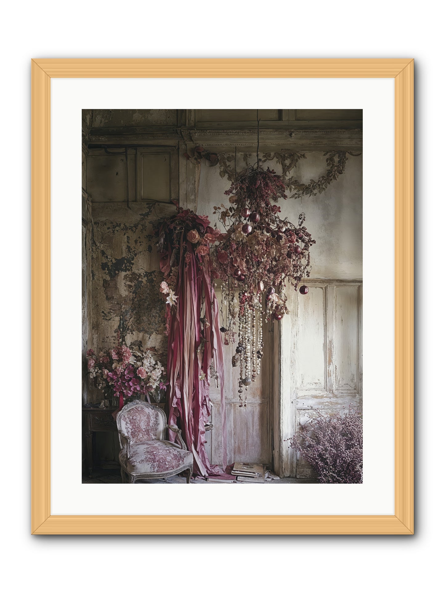 The Garden Slept -- Framed Print - Natural 18x24