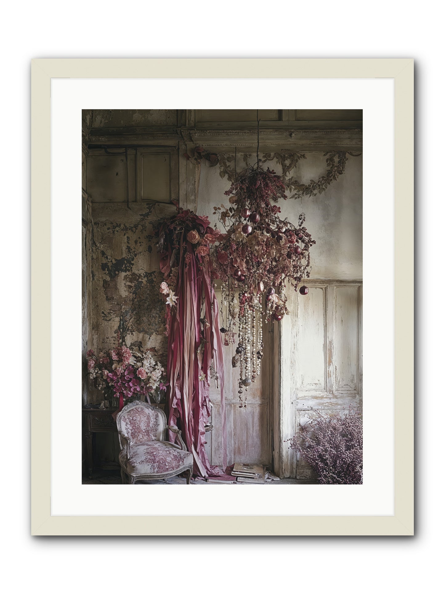 The Garden Slept -- Framed Print - White 18x24