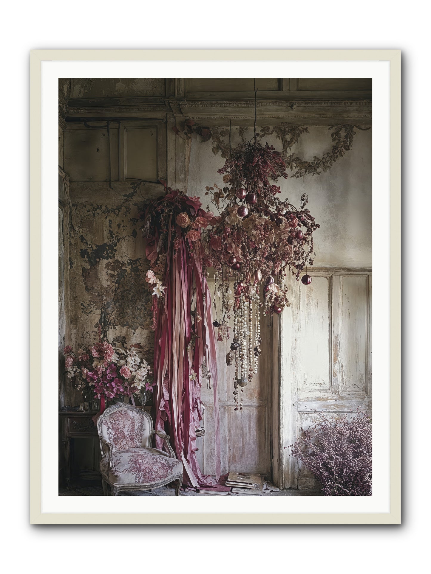 The Garden Slept -- Framed Print - White 36x48