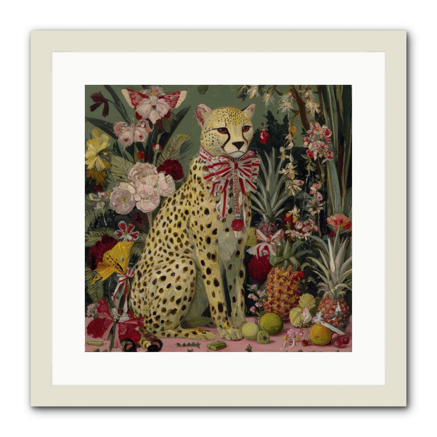 The Garden’s Quiet Spell -- Framed Print - White 16x16