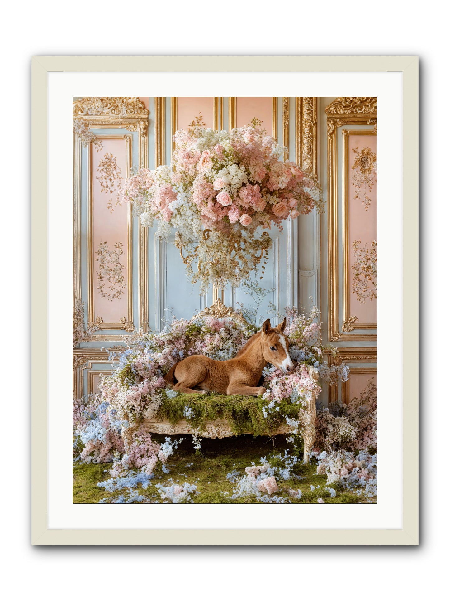 The Garden's Young Prince -- Framed Print - White 24x32