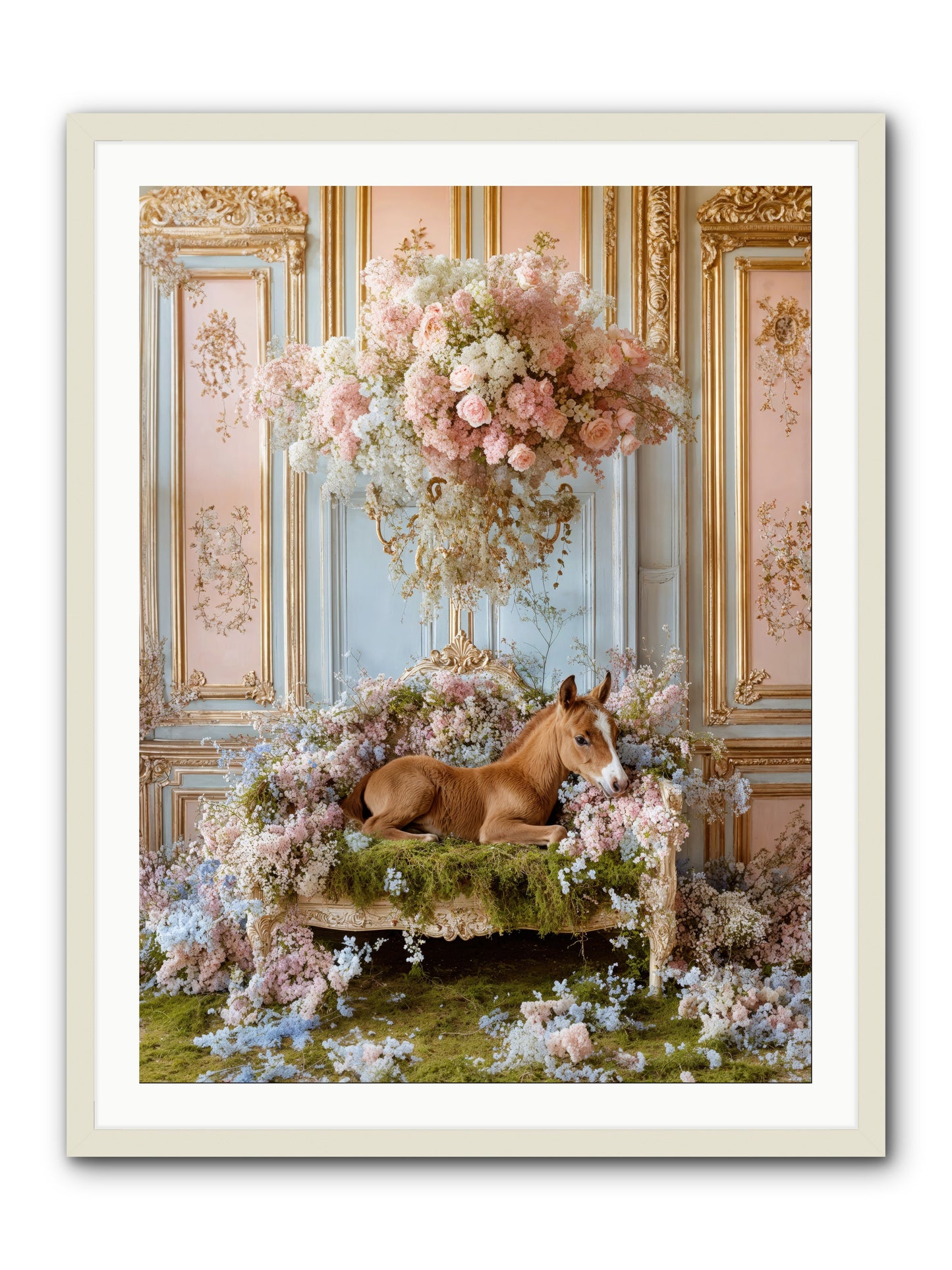 The Garden's Young Prince -- Framed Print - White 30x40