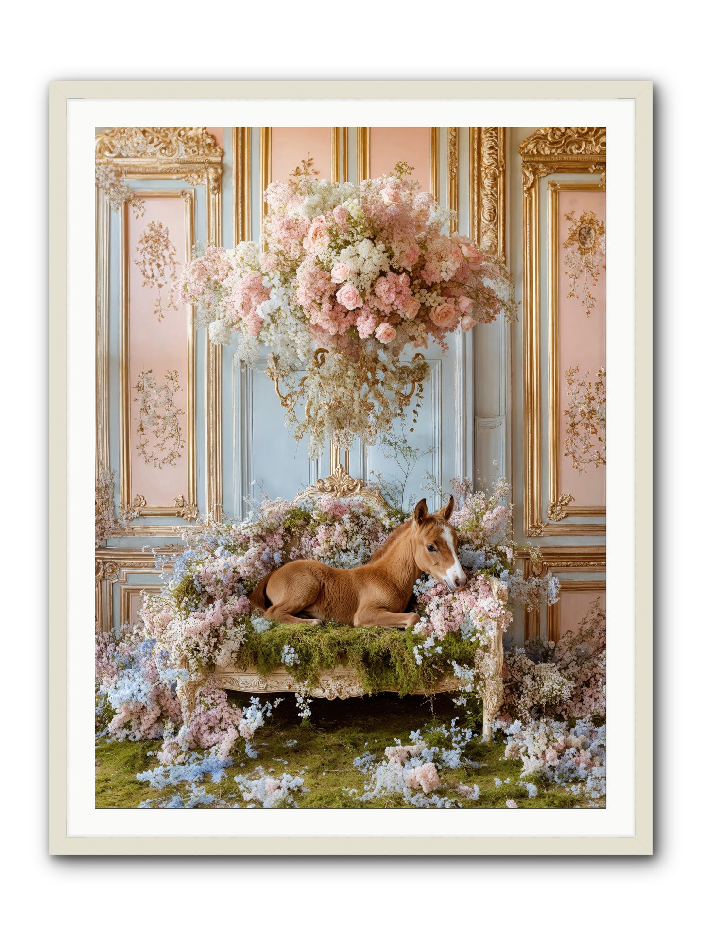 The Garden's Young Prince -- Framed Print - White 36x48