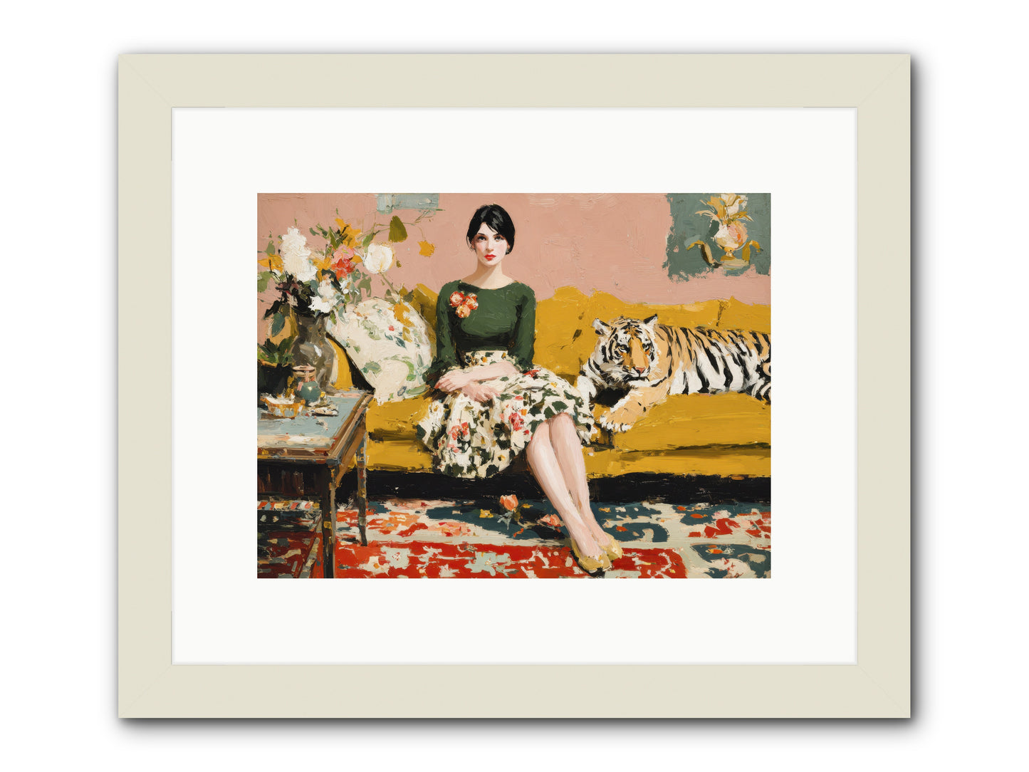 The Gilded Cursive-REZ -- Framed Print - White 12x9