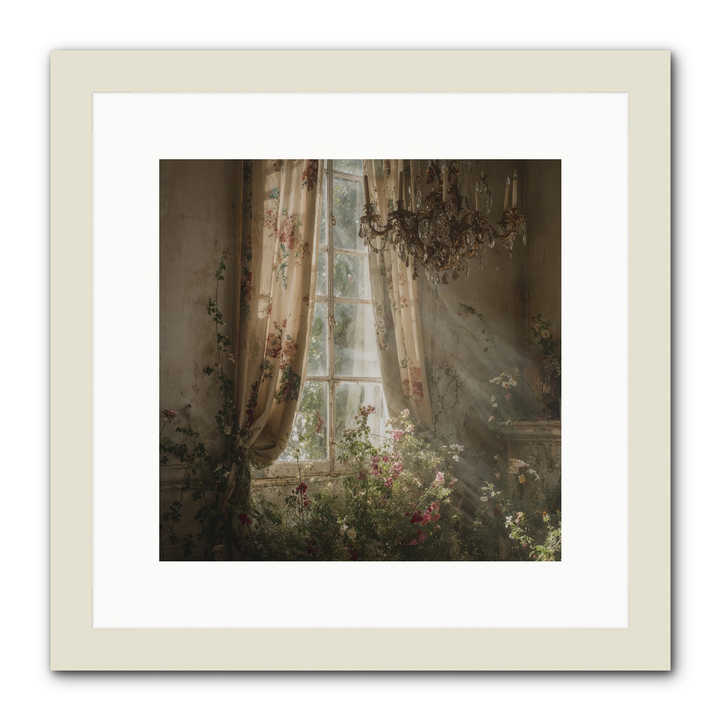 The Hidden Bloom -- Framed Print - White 12x12