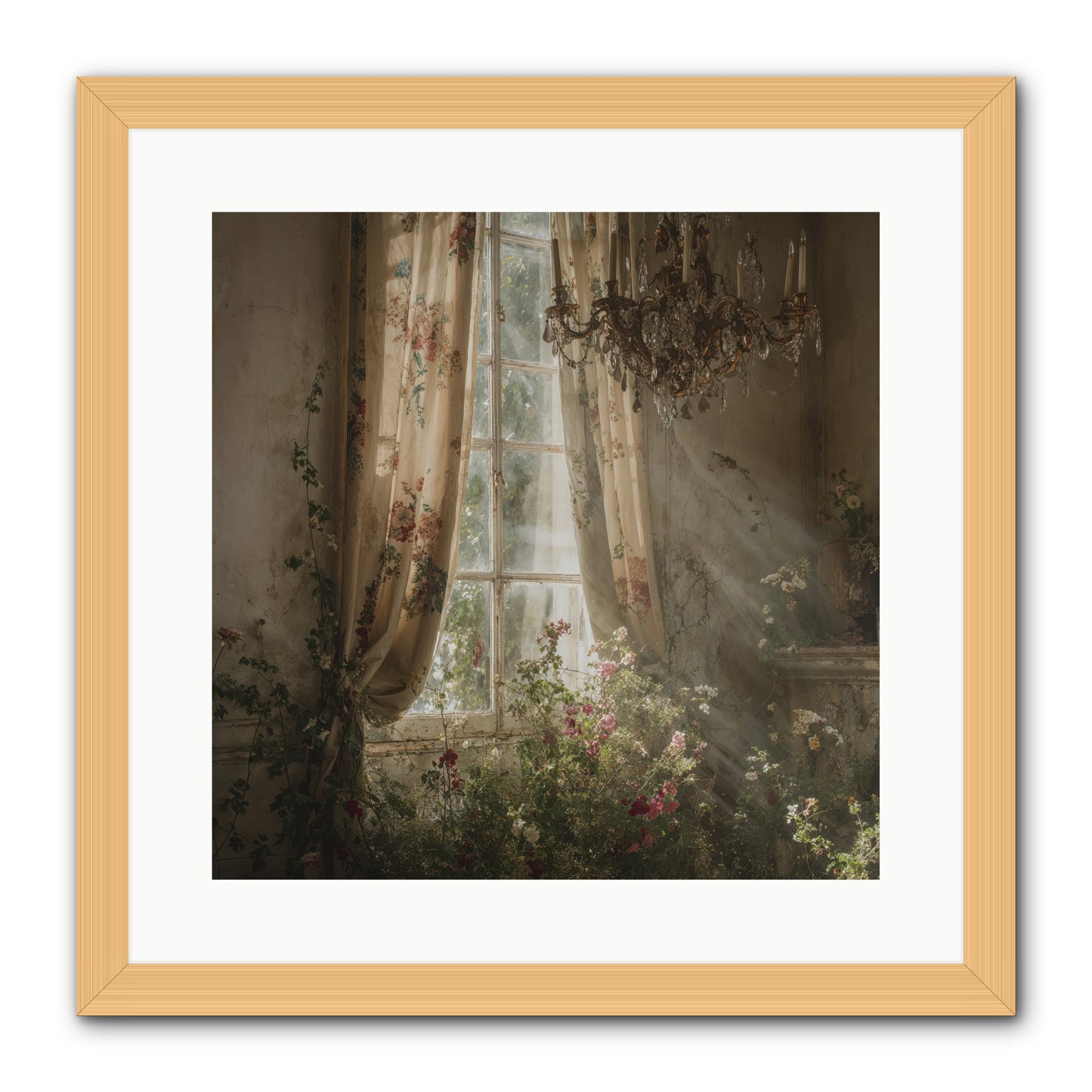 The Hidden Bloom -- Framed Print - Natural 16x16
