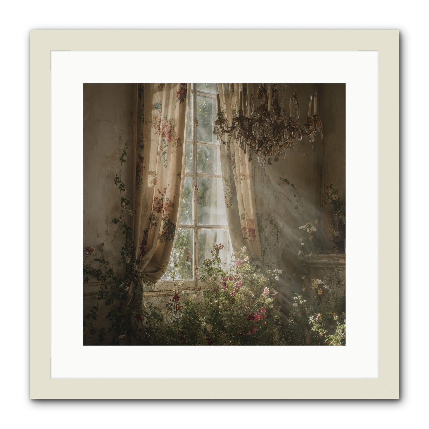 The Hidden Bloom -- Framed Print - White 16x16