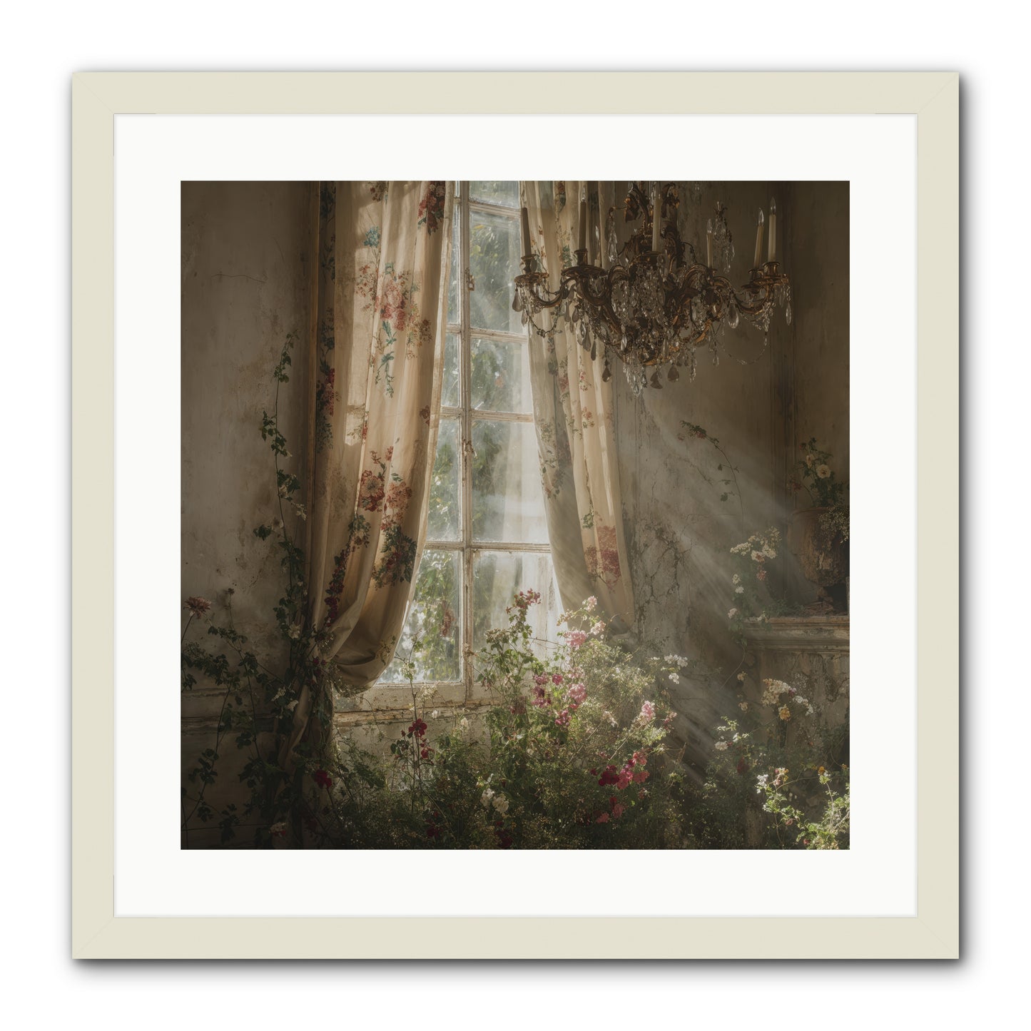 The Hidden Bloom -- Framed Print - White 20x20