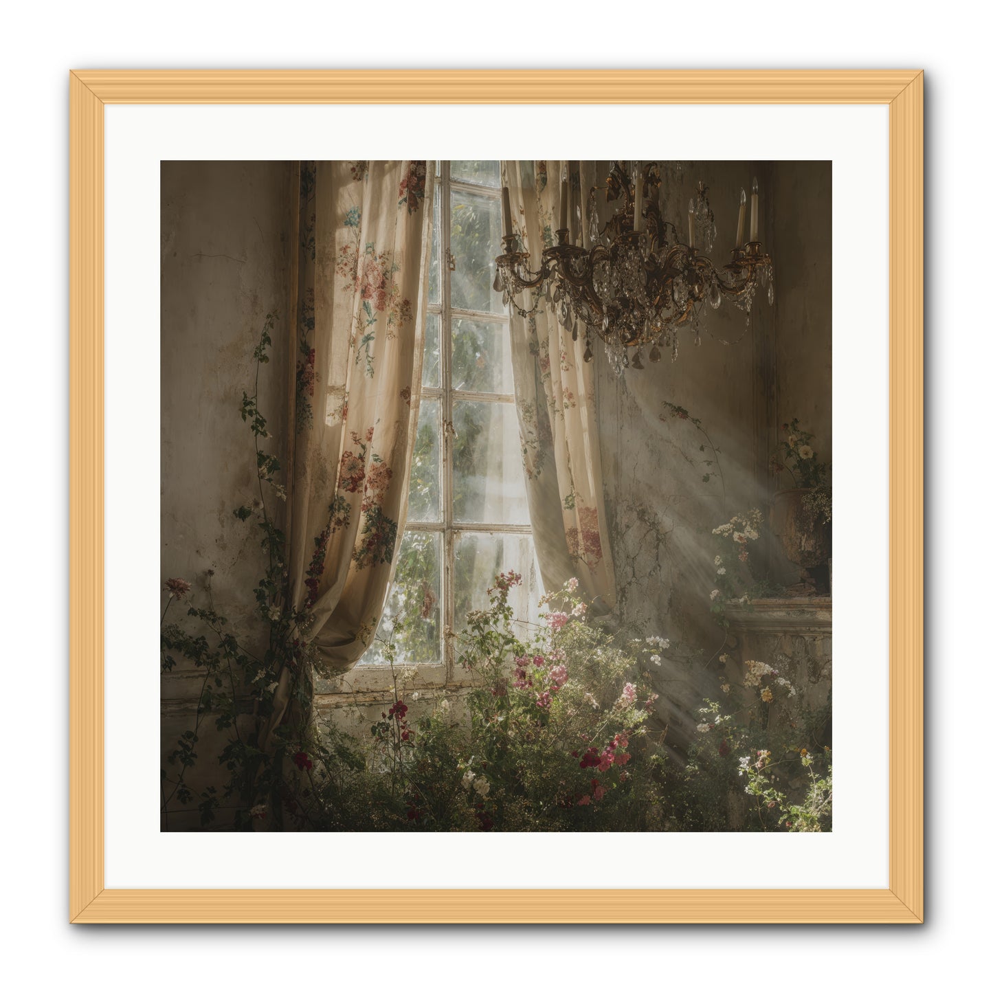 The Hidden Bloom -- Framed Print - Natural 24x24