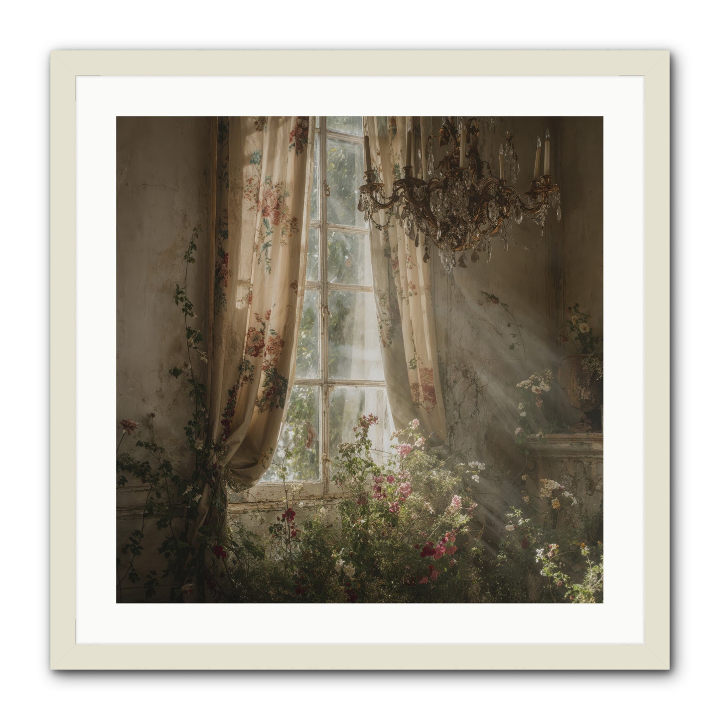 The Hidden Bloom -- Framed Print - White 24x24