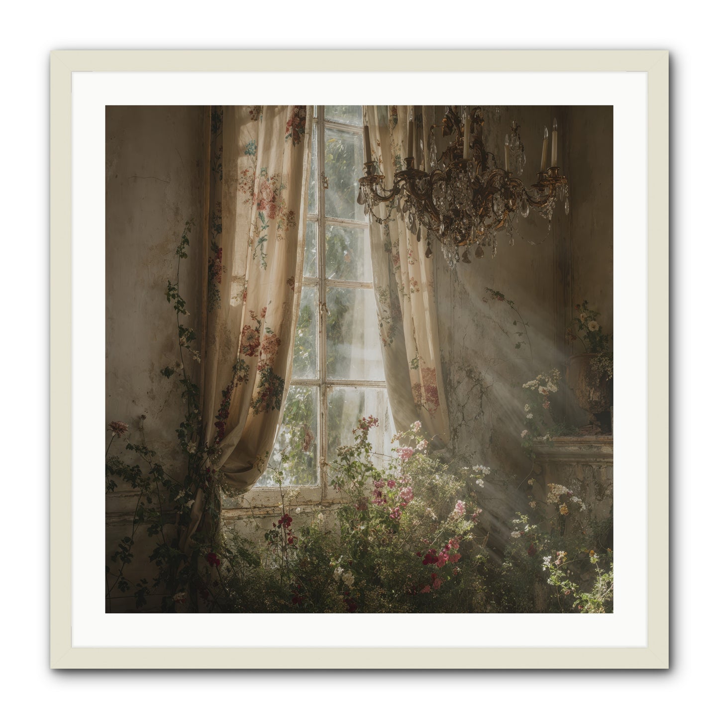 The Hidden Bloom -- Framed Print - White 30x30