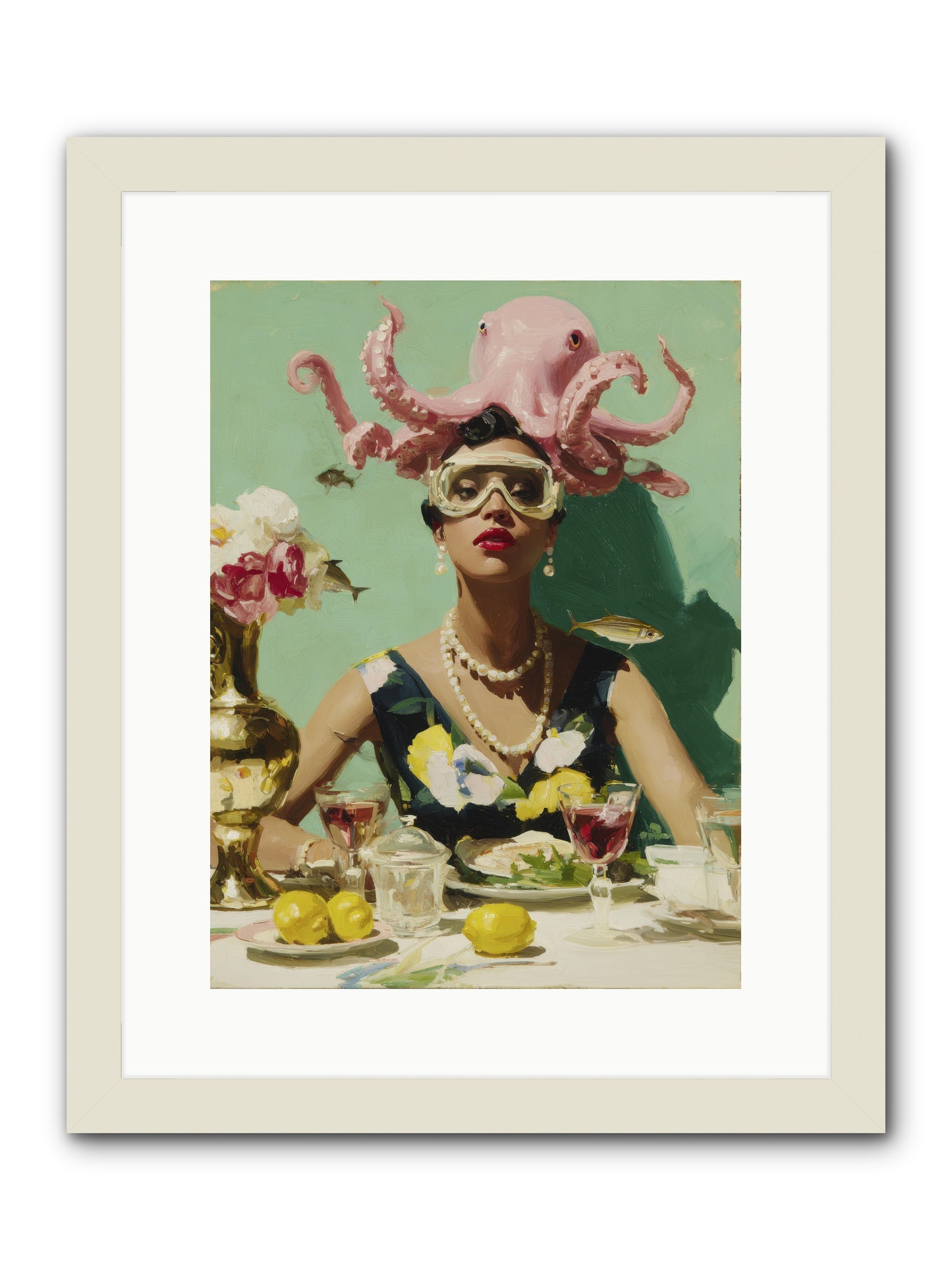 The Hour at Hotel Chérie -- Framed Print - White 12x16