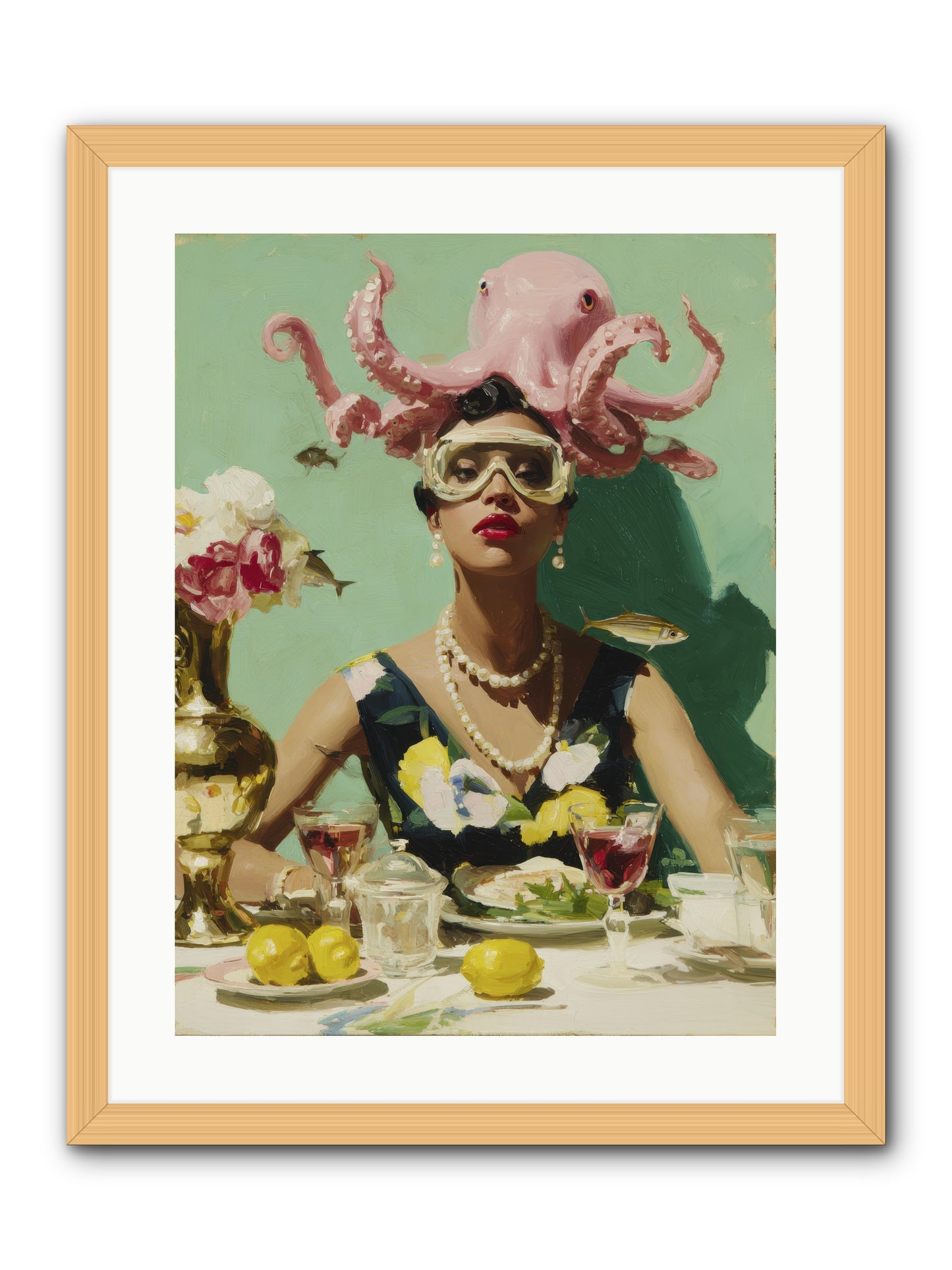 The Hour at Hotel Chérie -- Framed Print - Natural 18x24