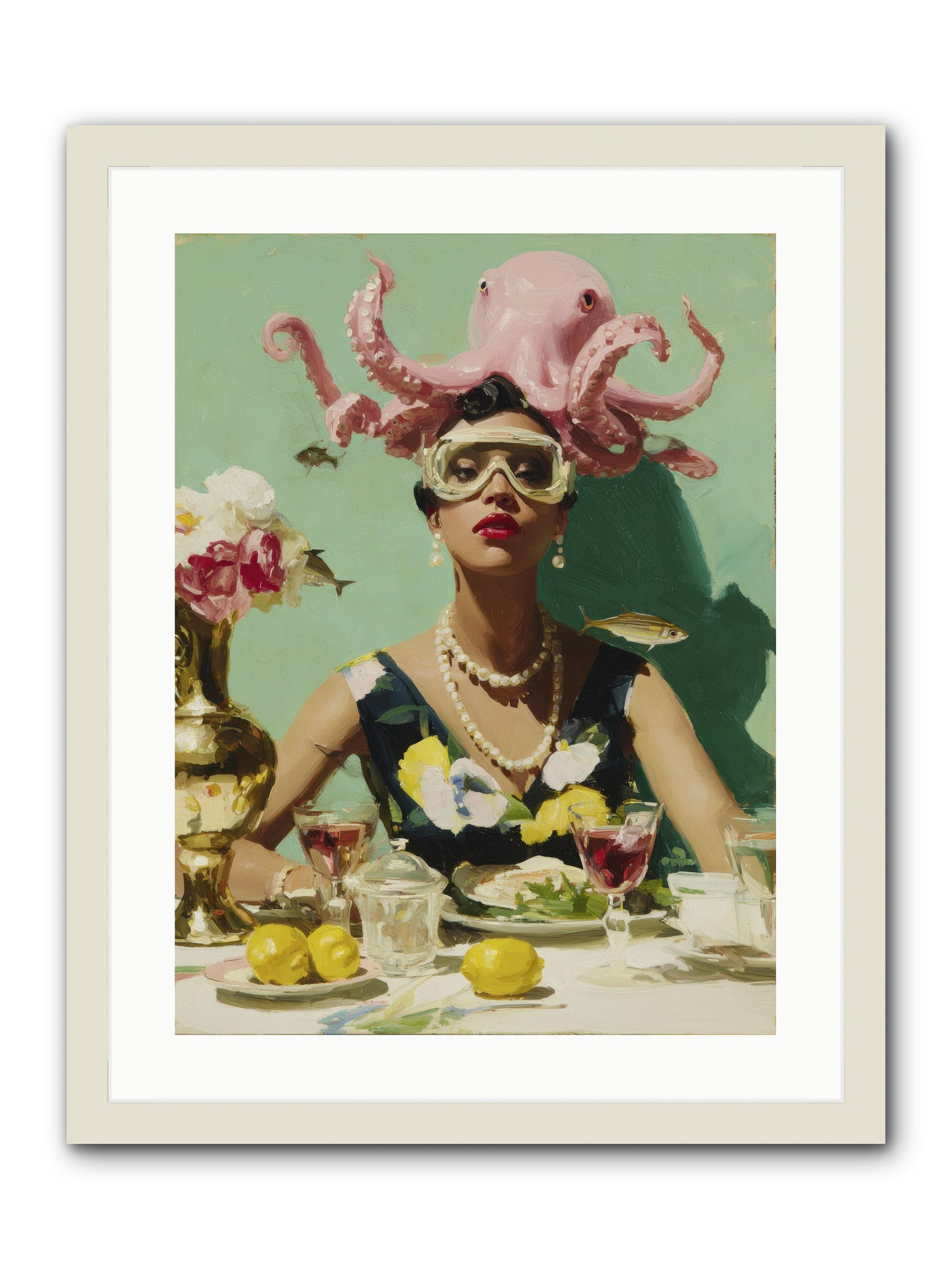 The Hour at Hotel Chérie -- Framed Print - White 18x24