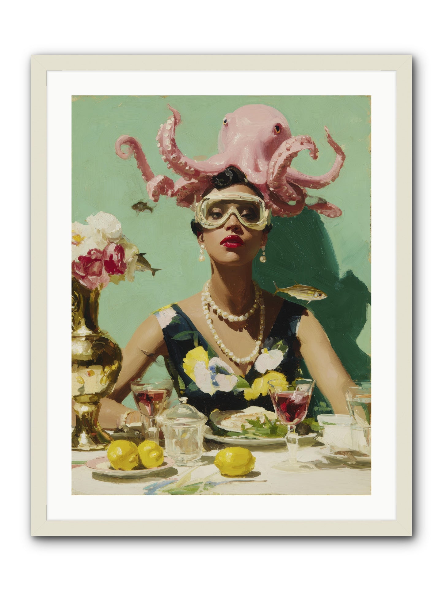 The Hour at Hotel Chérie -- Framed Print - White 24x32