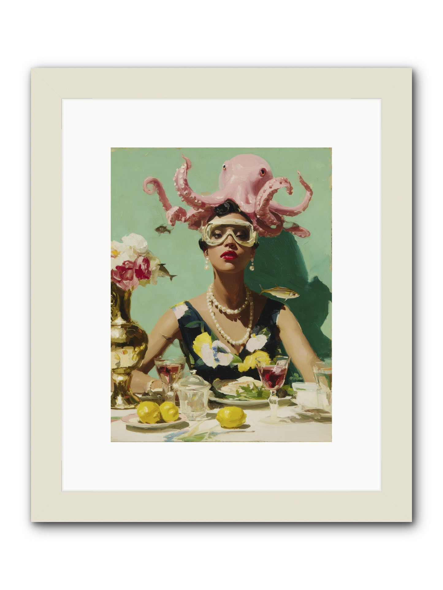 The Hour at Hotel Chérie -- Framed Print - White 9x12