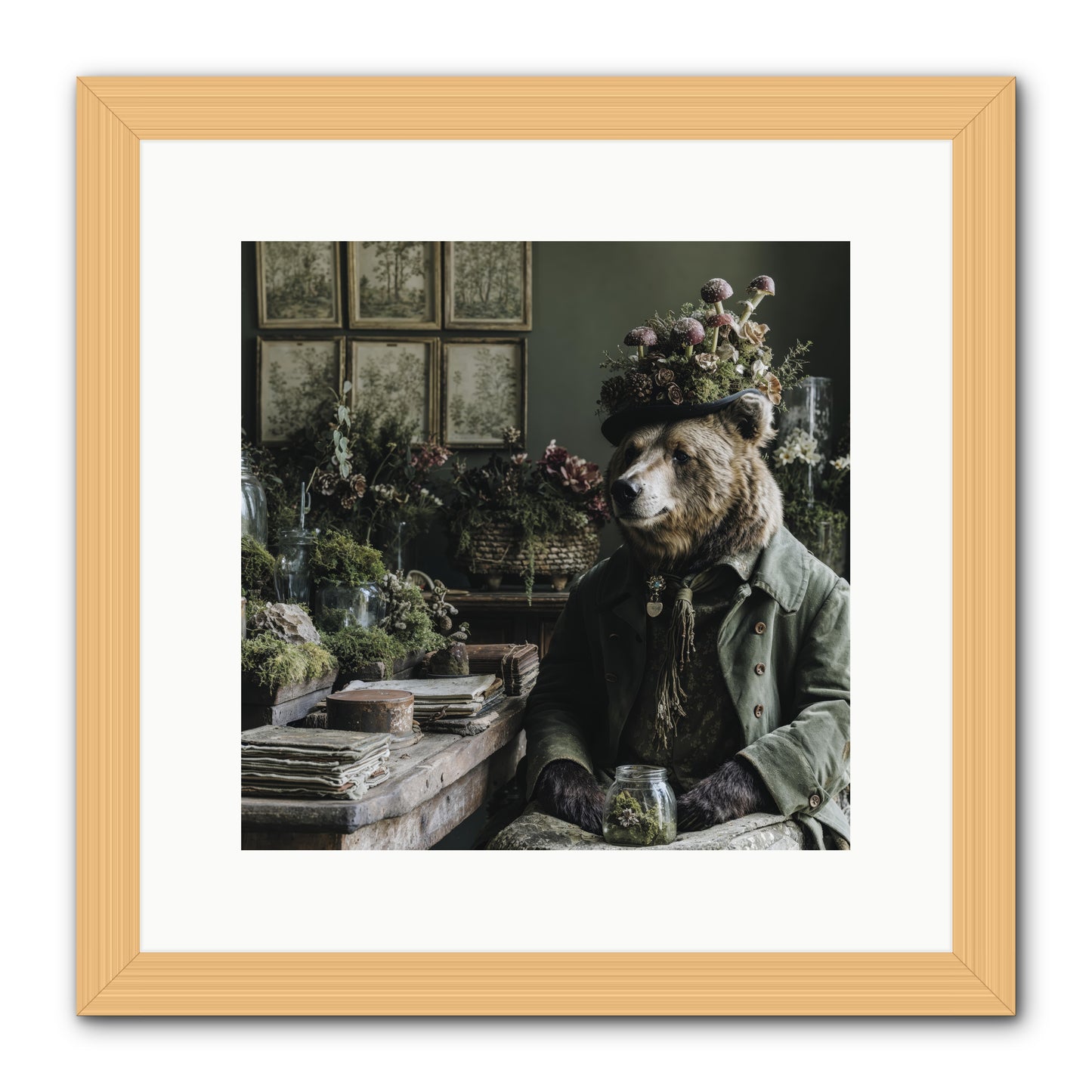 The Hour of Wild Honey -- Framed Print - Natural 12x12