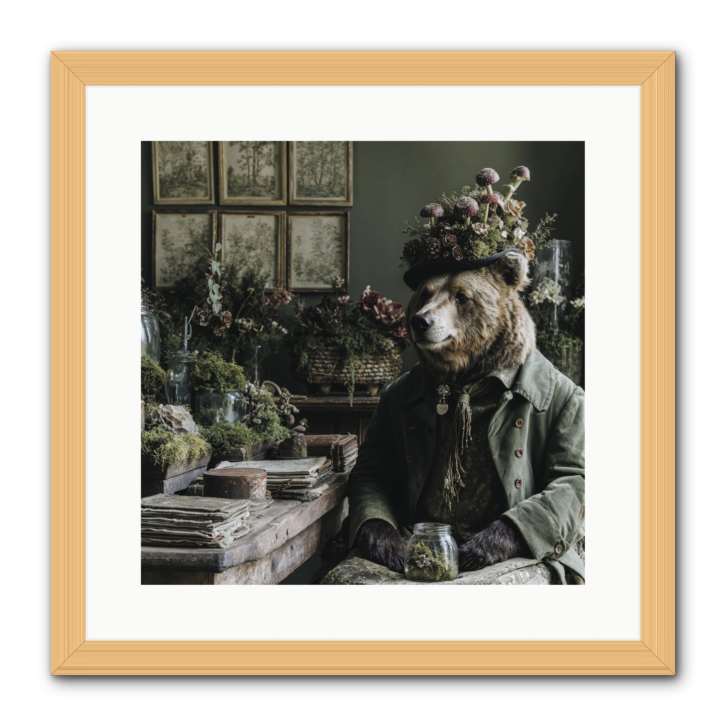 The Hour of Wild Honey -- Framed Print - Natural 16x16