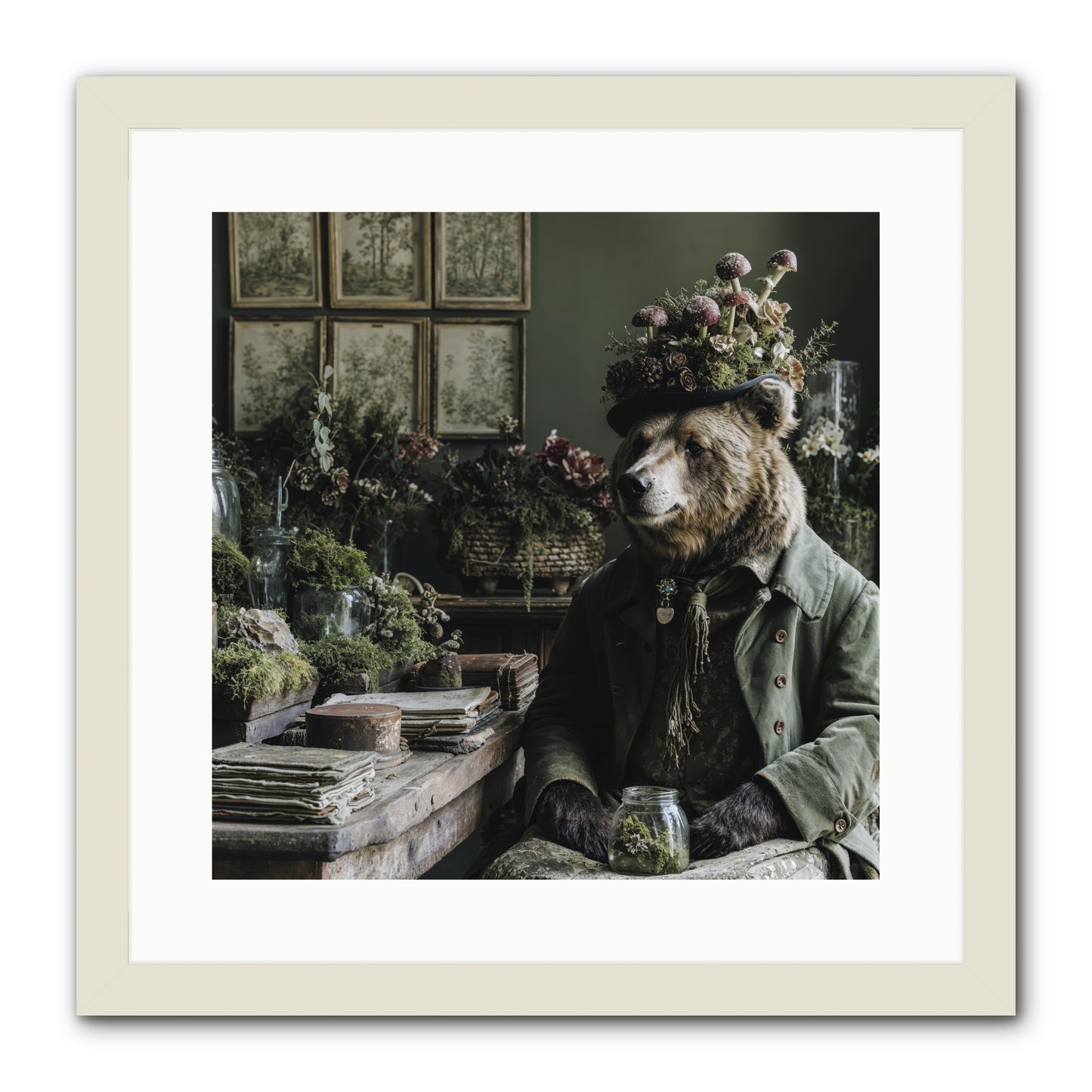 The Hour of Wild Honey -- Framed Print - White 16x16