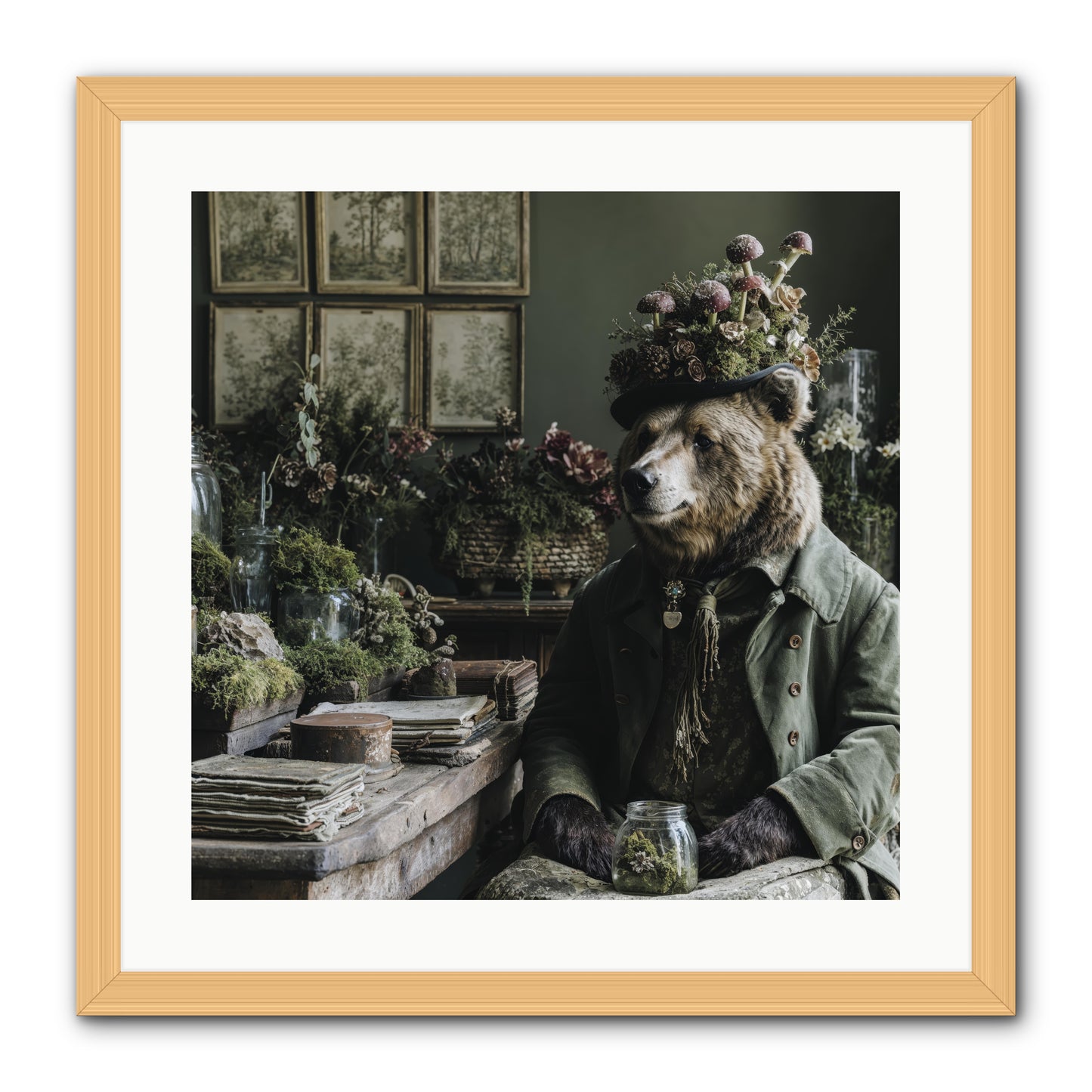 The Hour of Wild Honey -- Framed Print - Natural 20x20