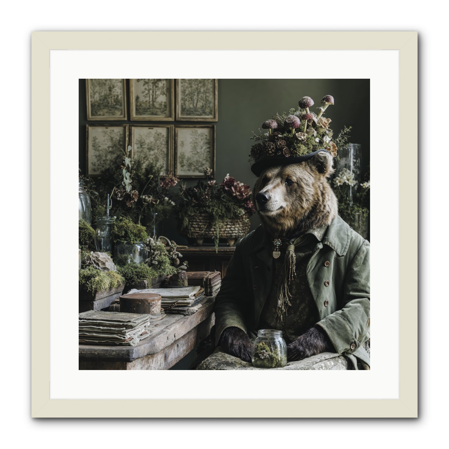 The Hour of Wild Honey -- Framed Print - White 20x20