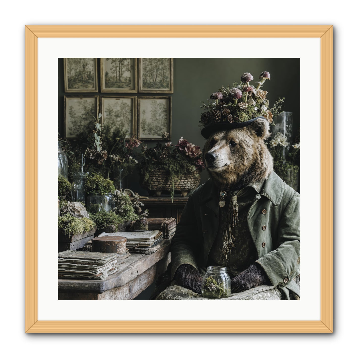 The Hour of Wild Honey -- Framed Print - Natural 24x24