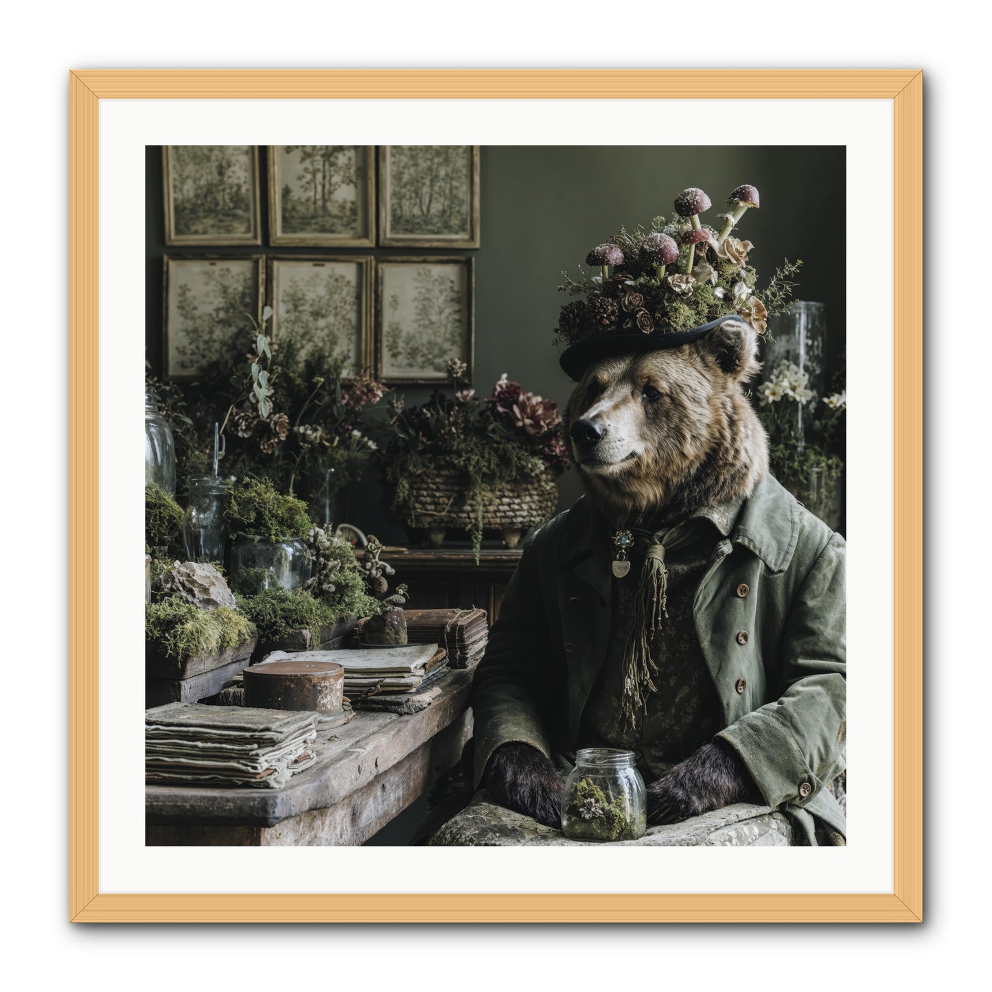 The Hour of Wild Honey -- Framed Print - Natural 30x30