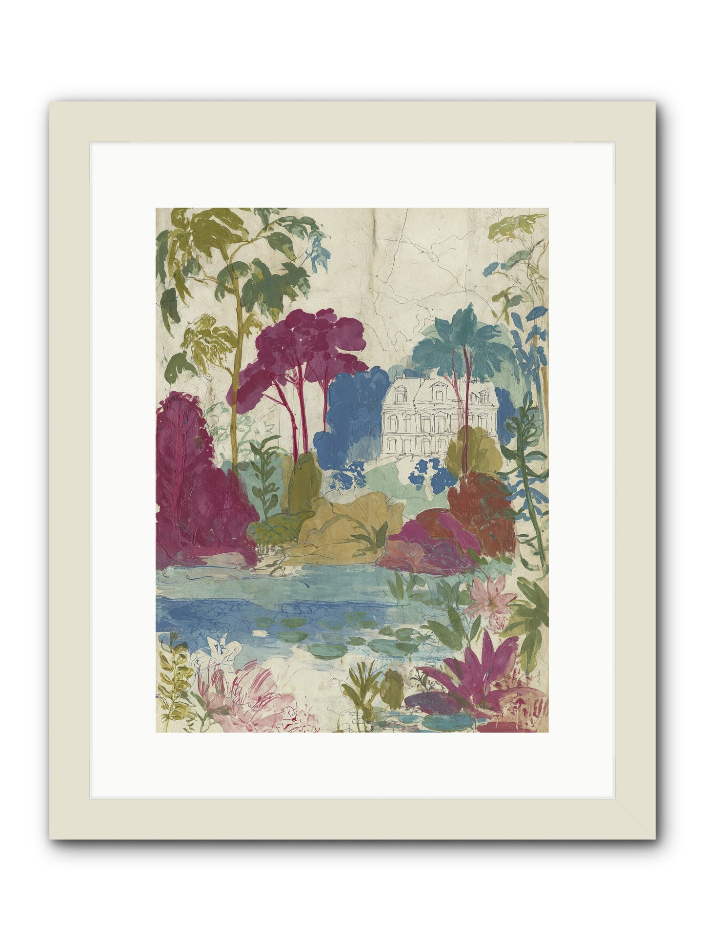 The House Sketched Itself In -- Framed Print - White 12x16