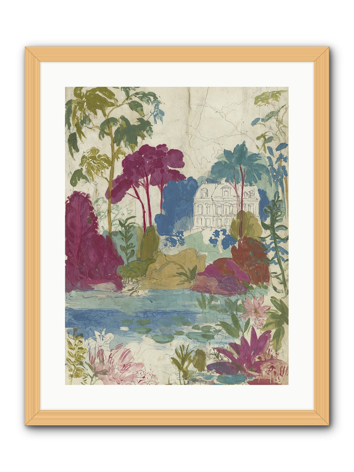The House Sketched Itself In -- Framed Print - Natural 18x24