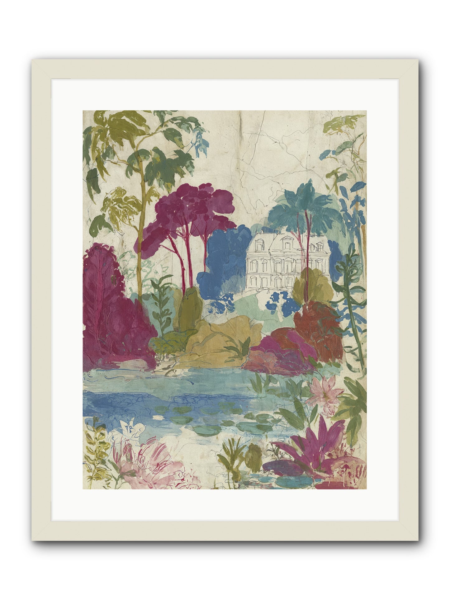 The House Sketched Itself In -- Framed Print - White 18x24