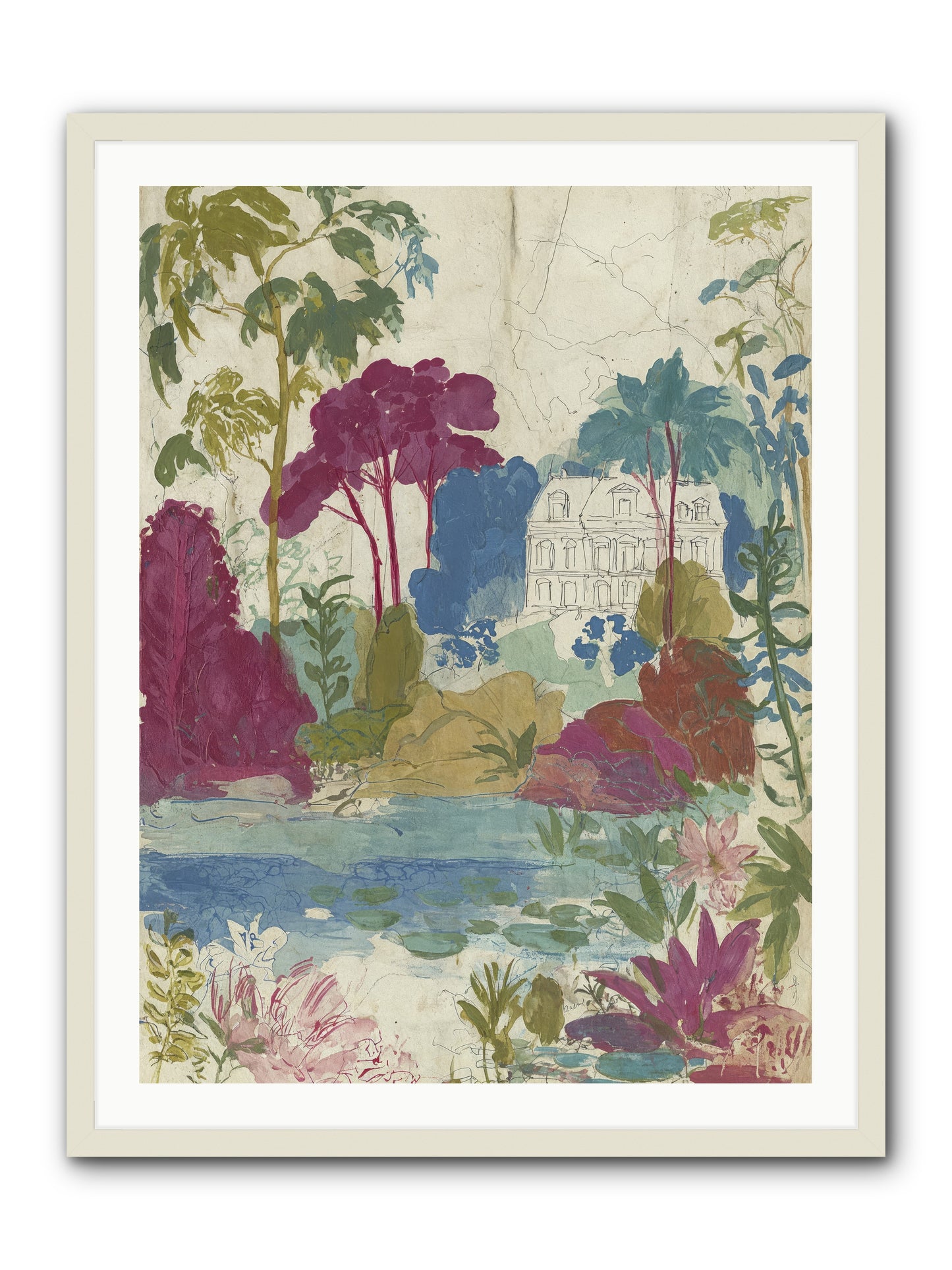 The House Sketched Itself In -- Framed Print - White 30x40
