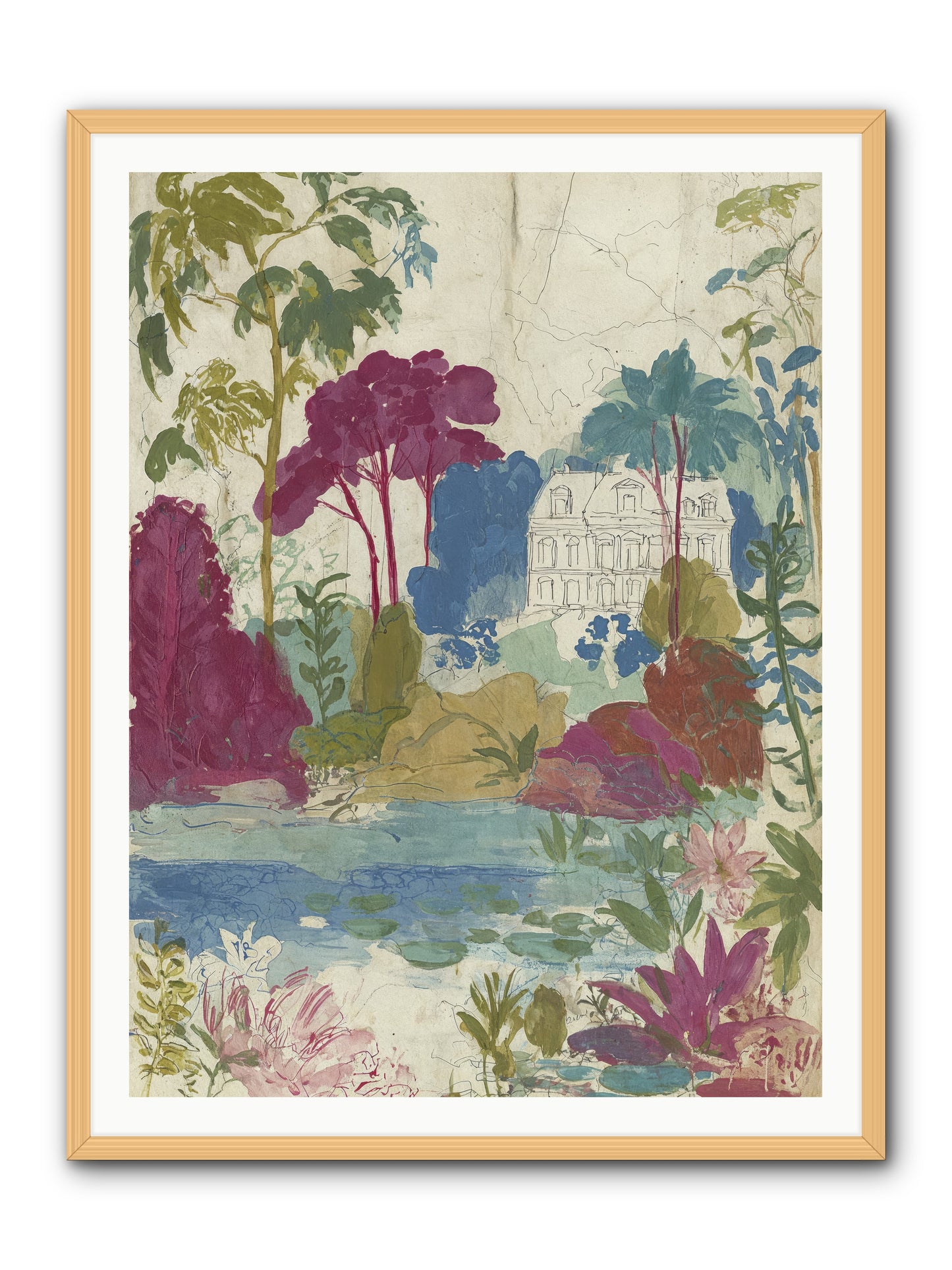 The House Sketched Itself In -- Framed Print - Natural 36x48