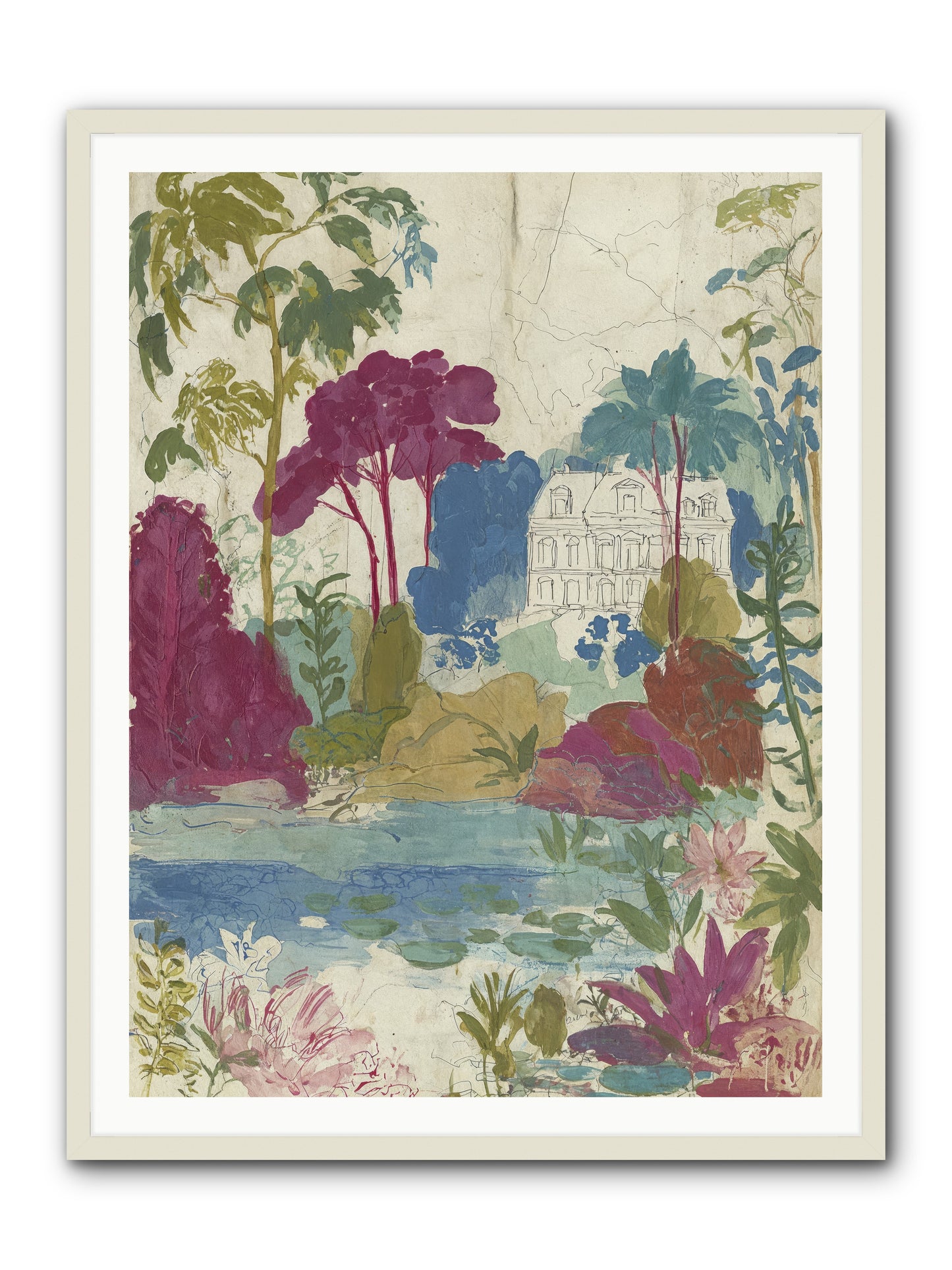 The House Sketched Itself In -- Framed Print - White 36x48