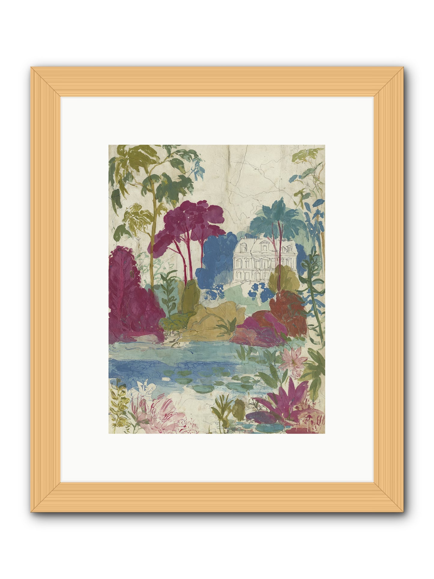 The House Sketched Itself In -- Framed Print - Natural 9x12
