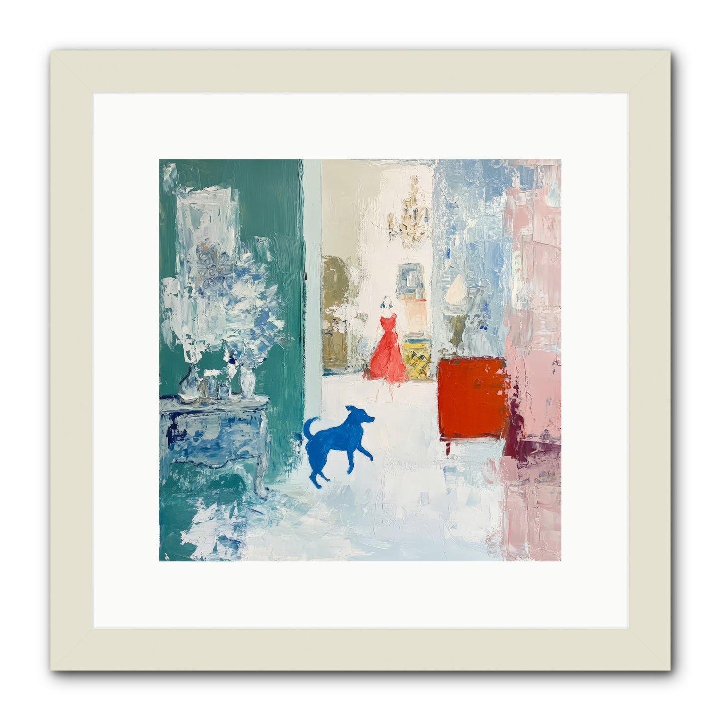 The Indigo Hound -- Framed Print - White 12x12