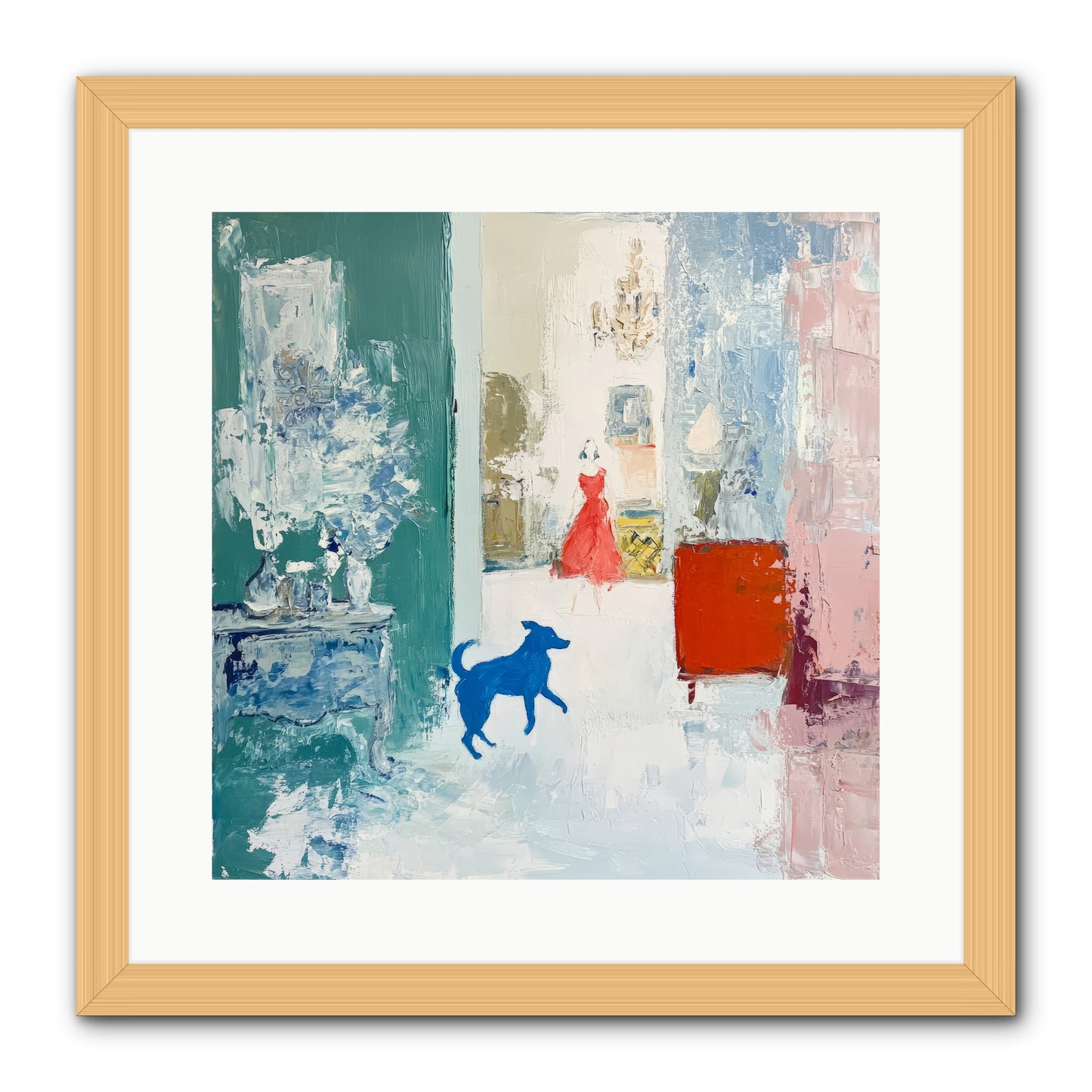 The Indigo Hound -- Framed Print - Natural 16x16