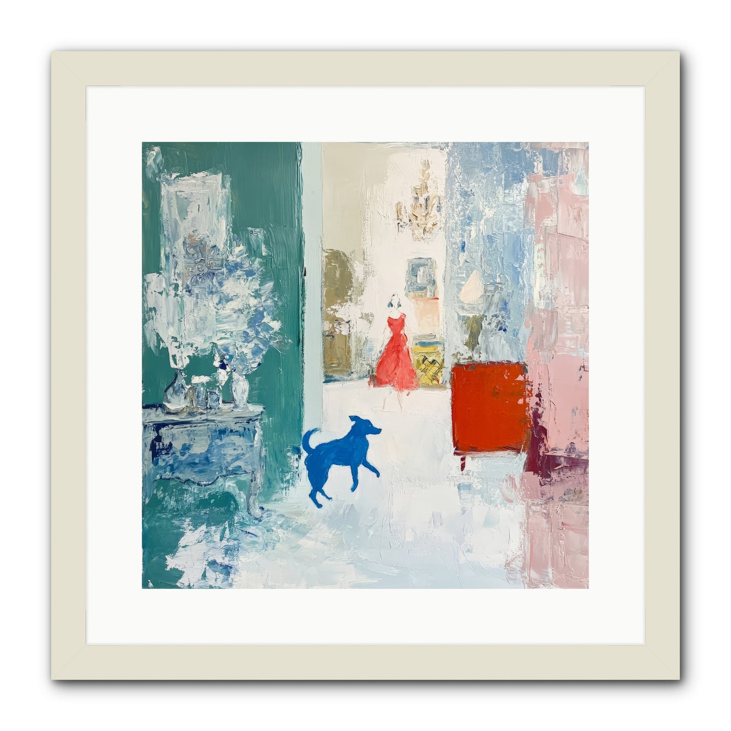 The Indigo Hound -- Framed Print - White 16x16