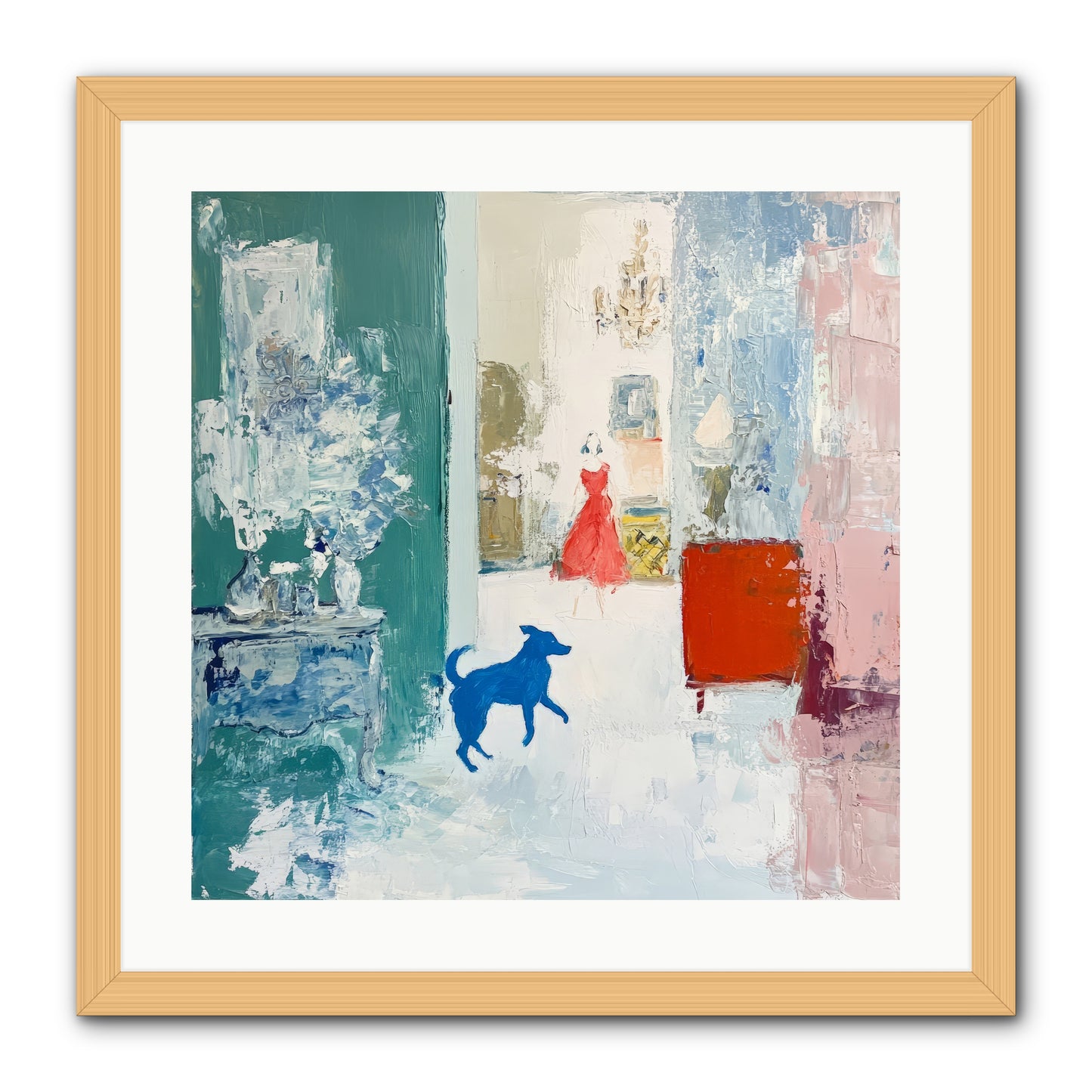 The Indigo Hound -- Framed Print - Natural 20x20