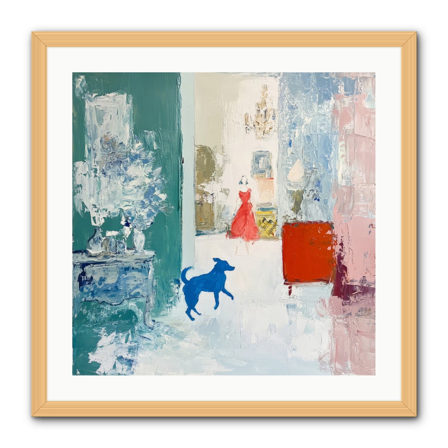The Indigo Hound -- Framed Print - Natural 24x24