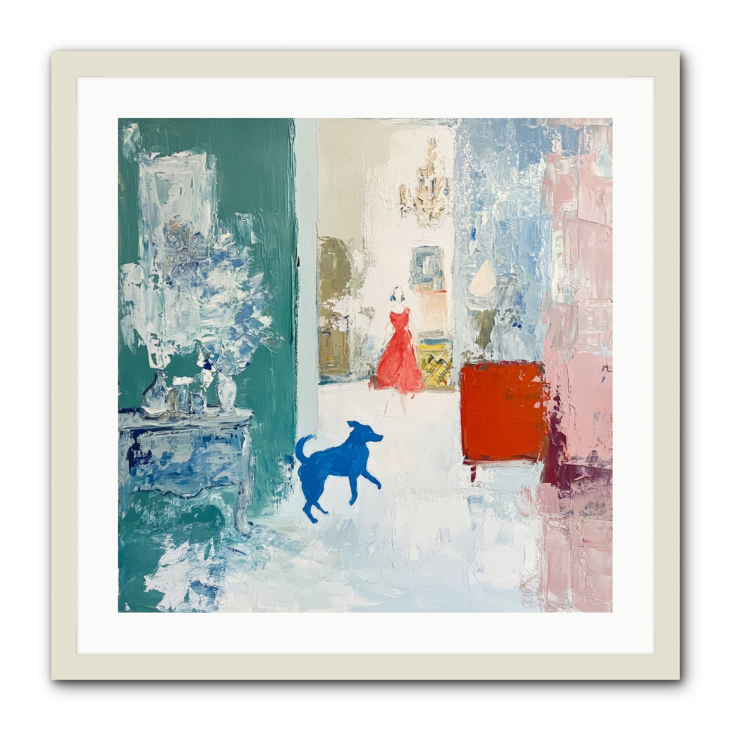 The Indigo Hound -- Framed Print - White 24x24