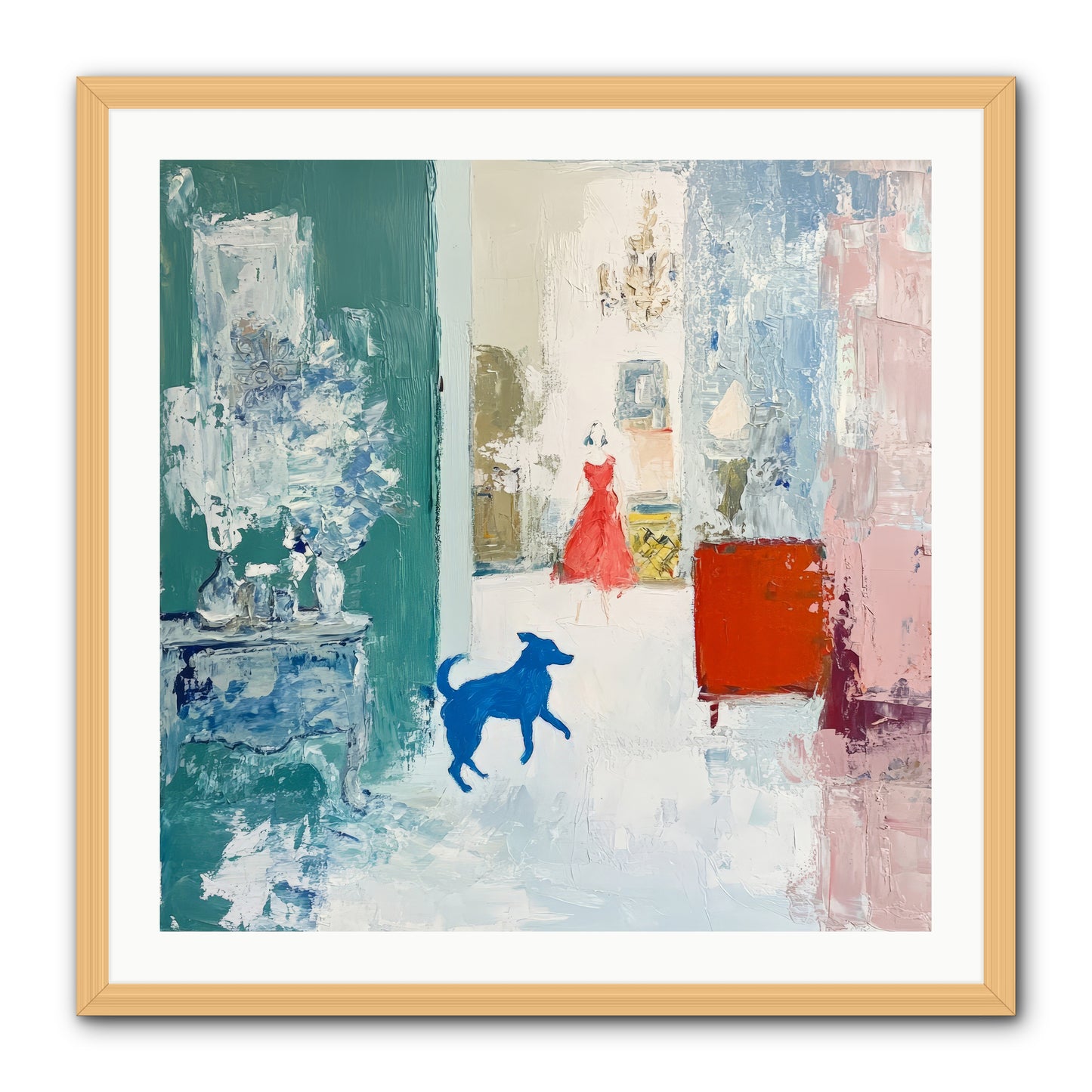 The Indigo Hound -- Framed Print - Natural 30x30
