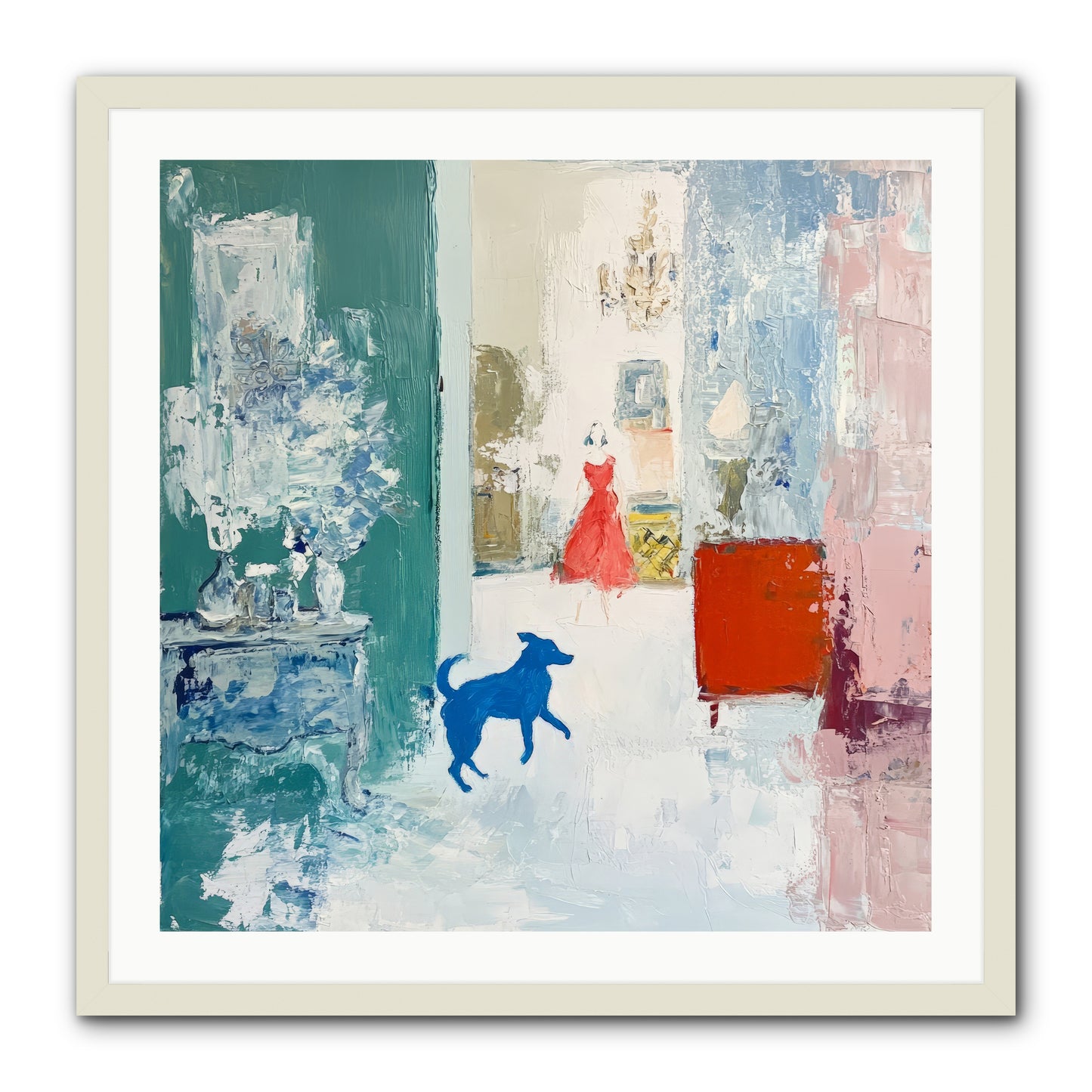 The Indigo Hound -- Framed Print - White 30x30