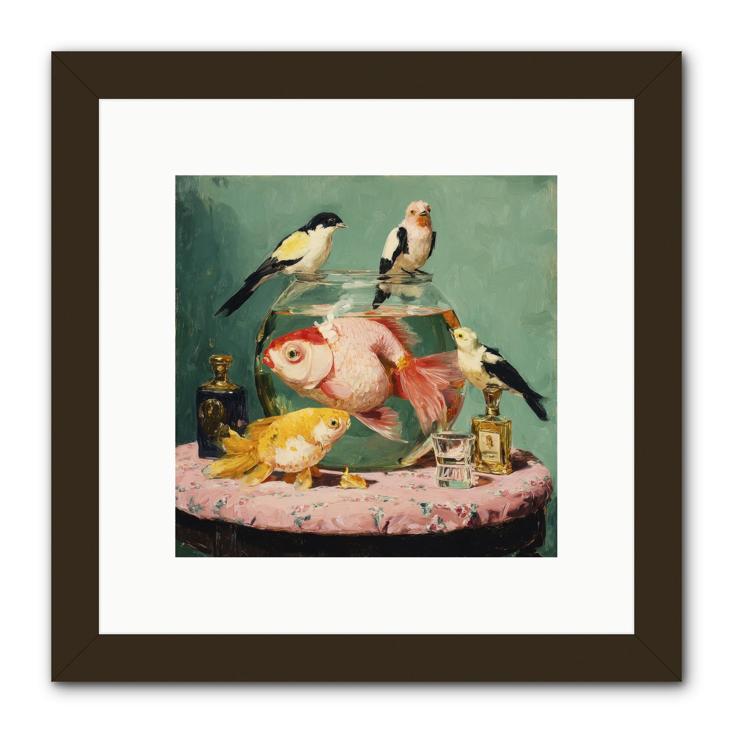 The Last Peony Café -- Framed Print - Black 10x10