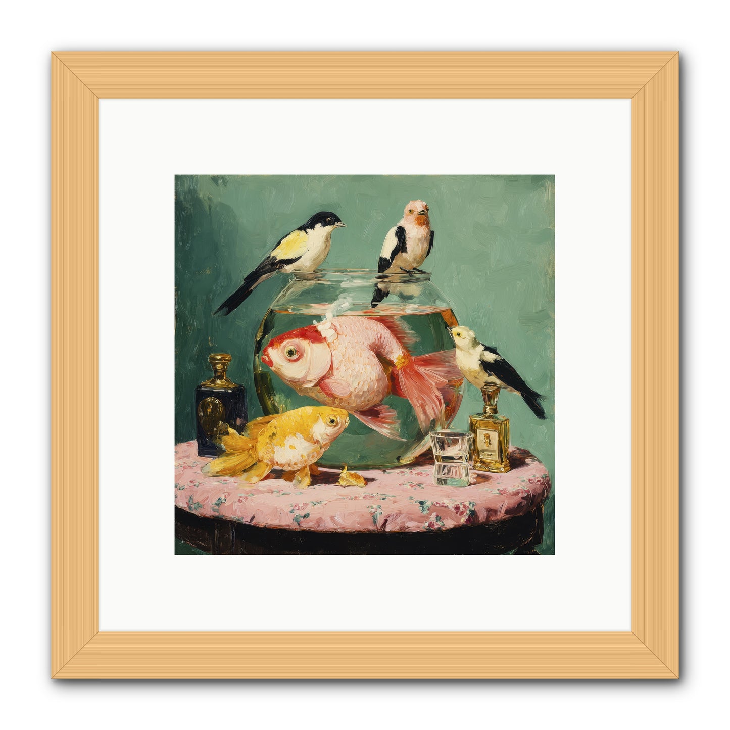 The Last Peony Café -- Framed Print - Natural 10x10