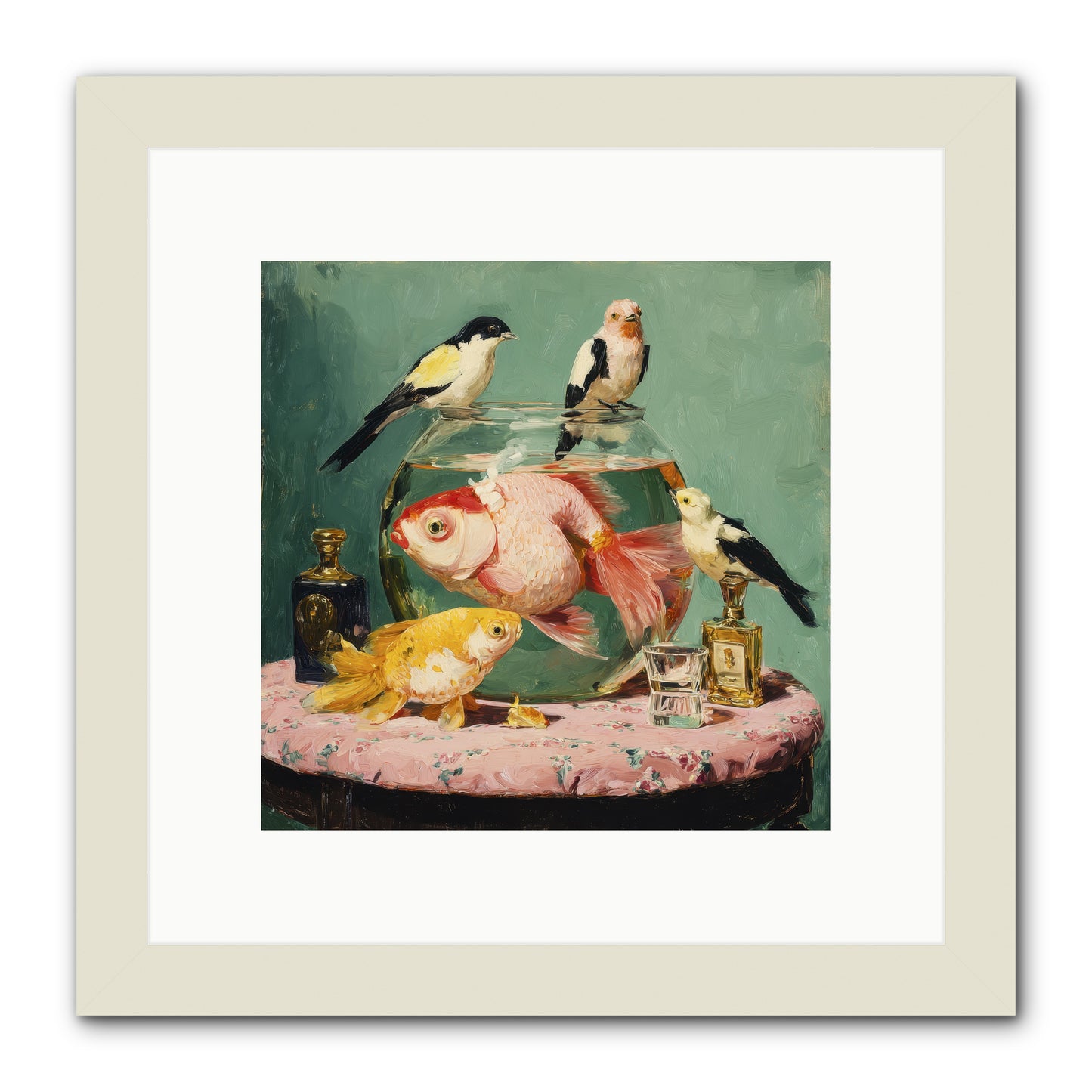 The Last Peony Café -- Framed Print - White 10x10