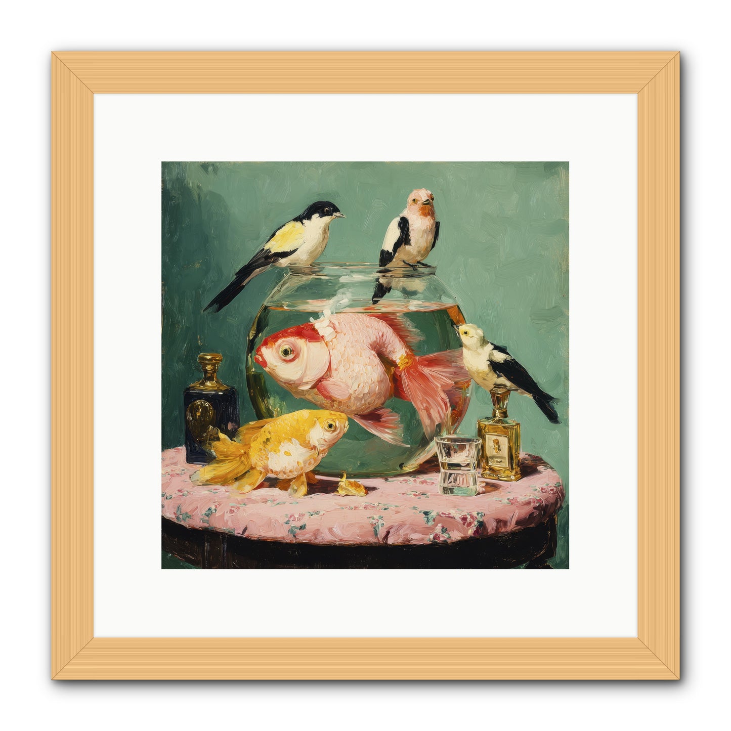 The Last Peony Café -- Framed Print - Natural 12x12