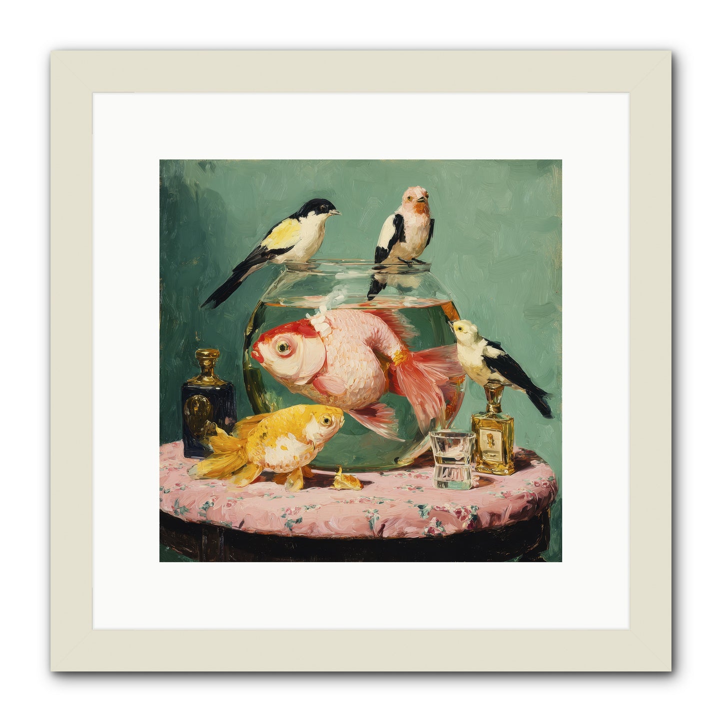 The Last Peony Café -- Framed Print - White 12x12