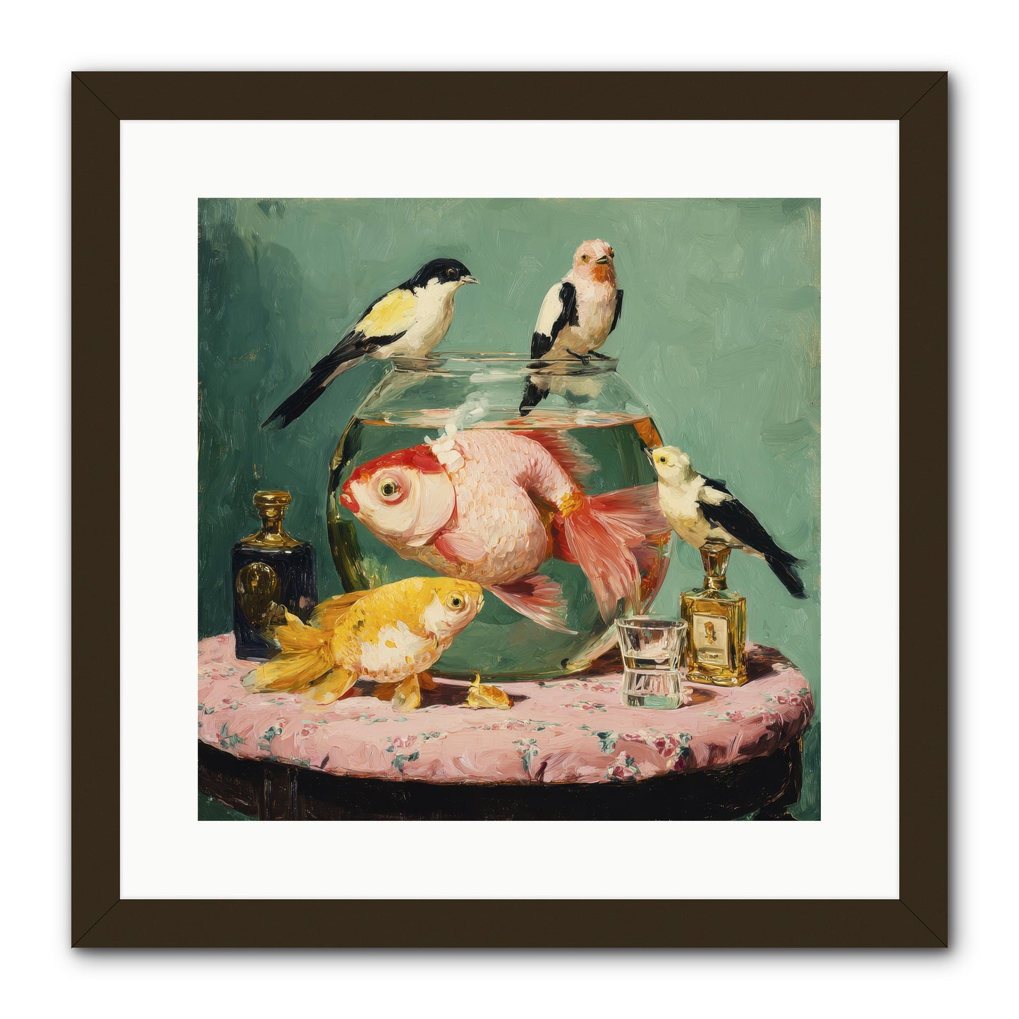 The Last Peony Café -- Framed Print - Black 16x16