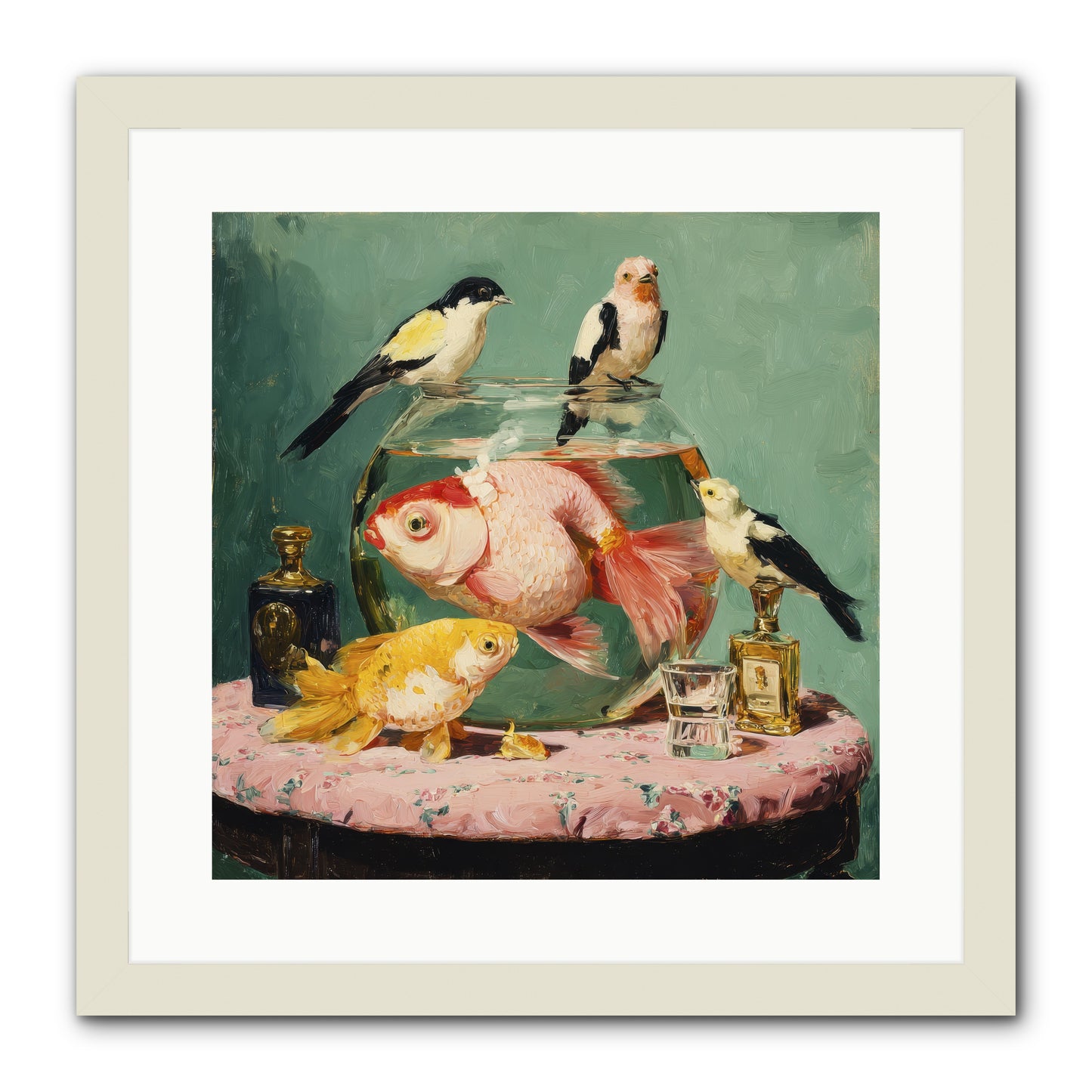 The Last Peony Café -- Framed Print - White 16x16
